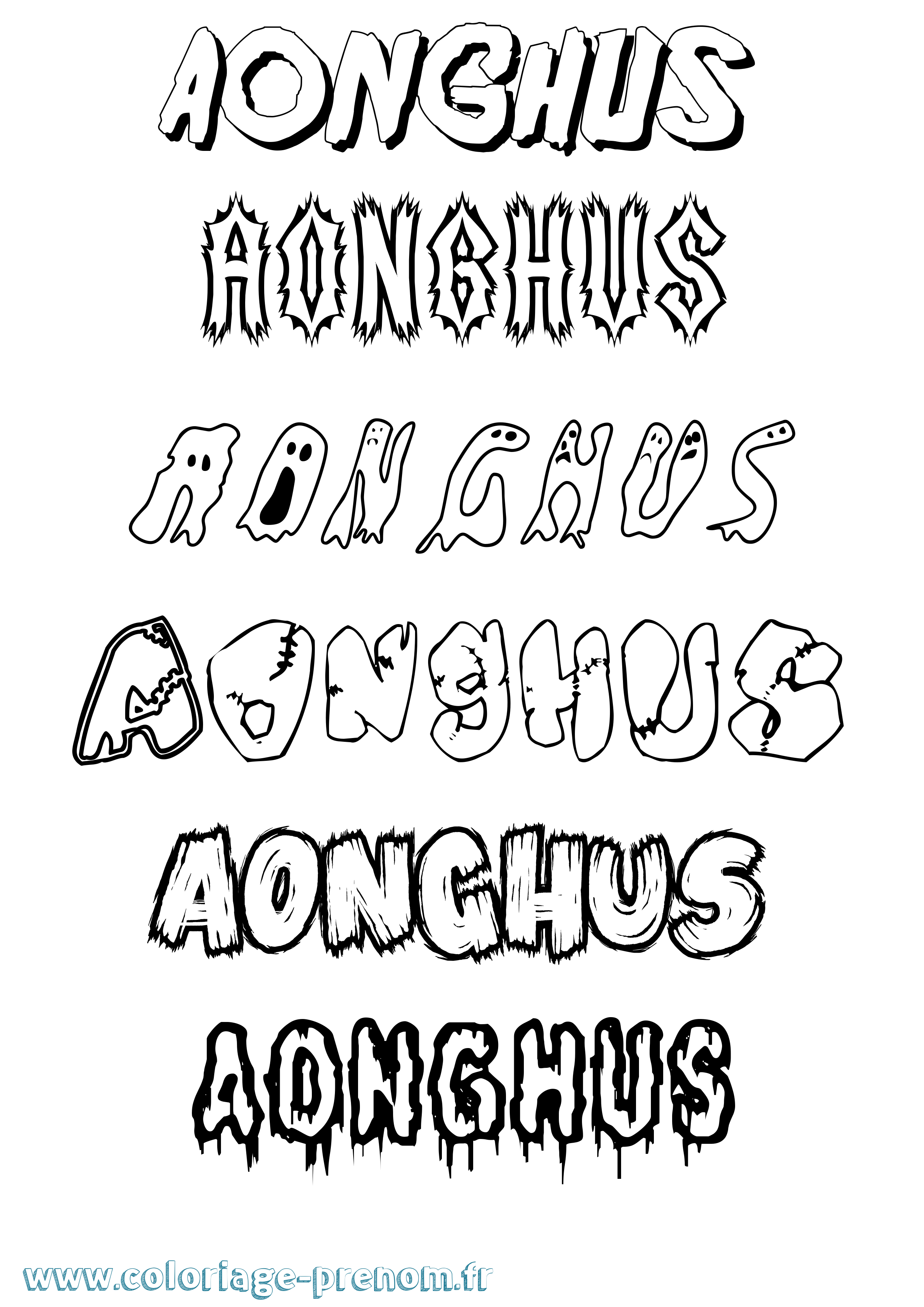 Coloriage Aonghus Frisson Coloriage prénom Aonghus Frisson
