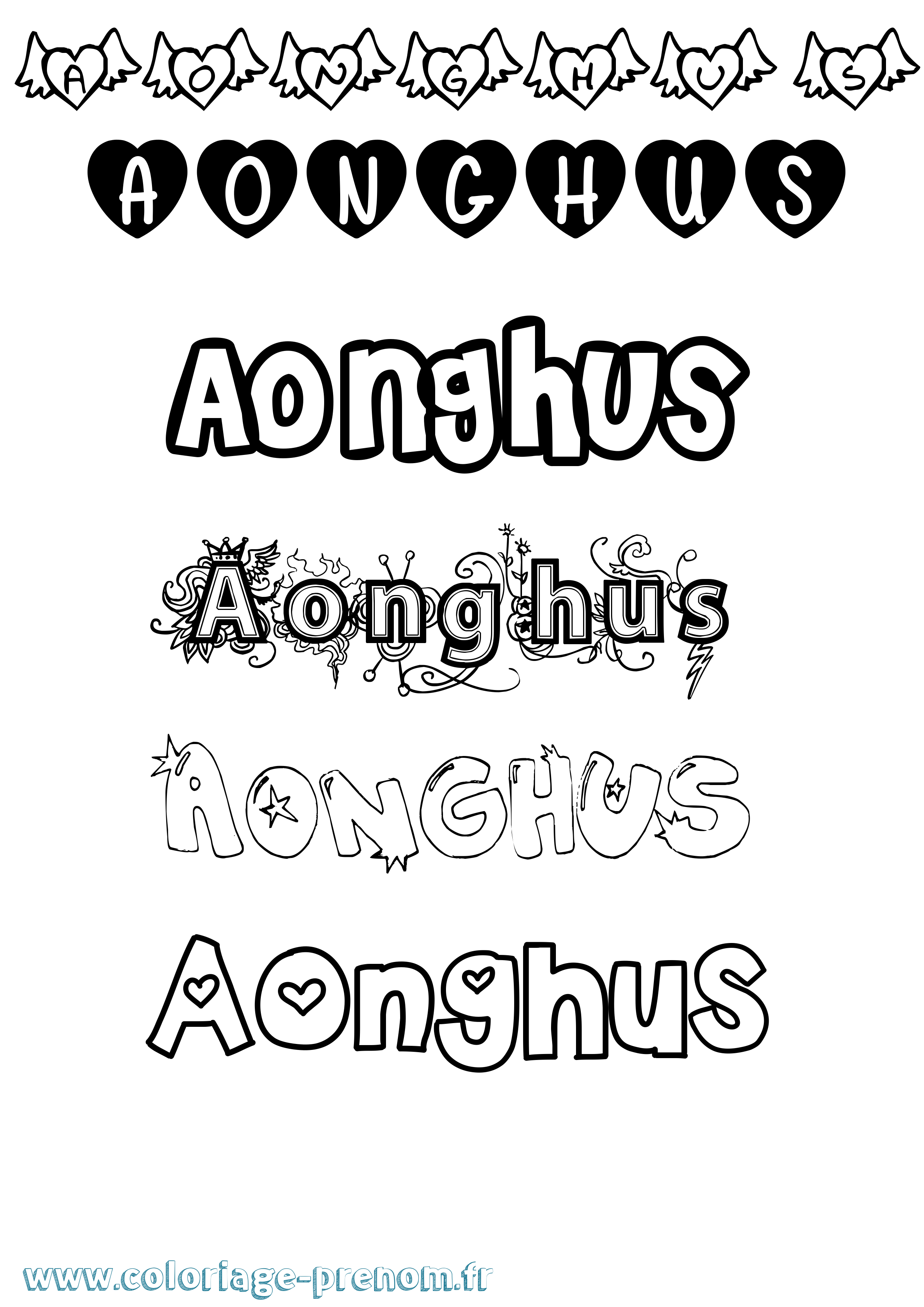 Coloriage Aonghus Girly Coloriage prénom Aonghus Girly