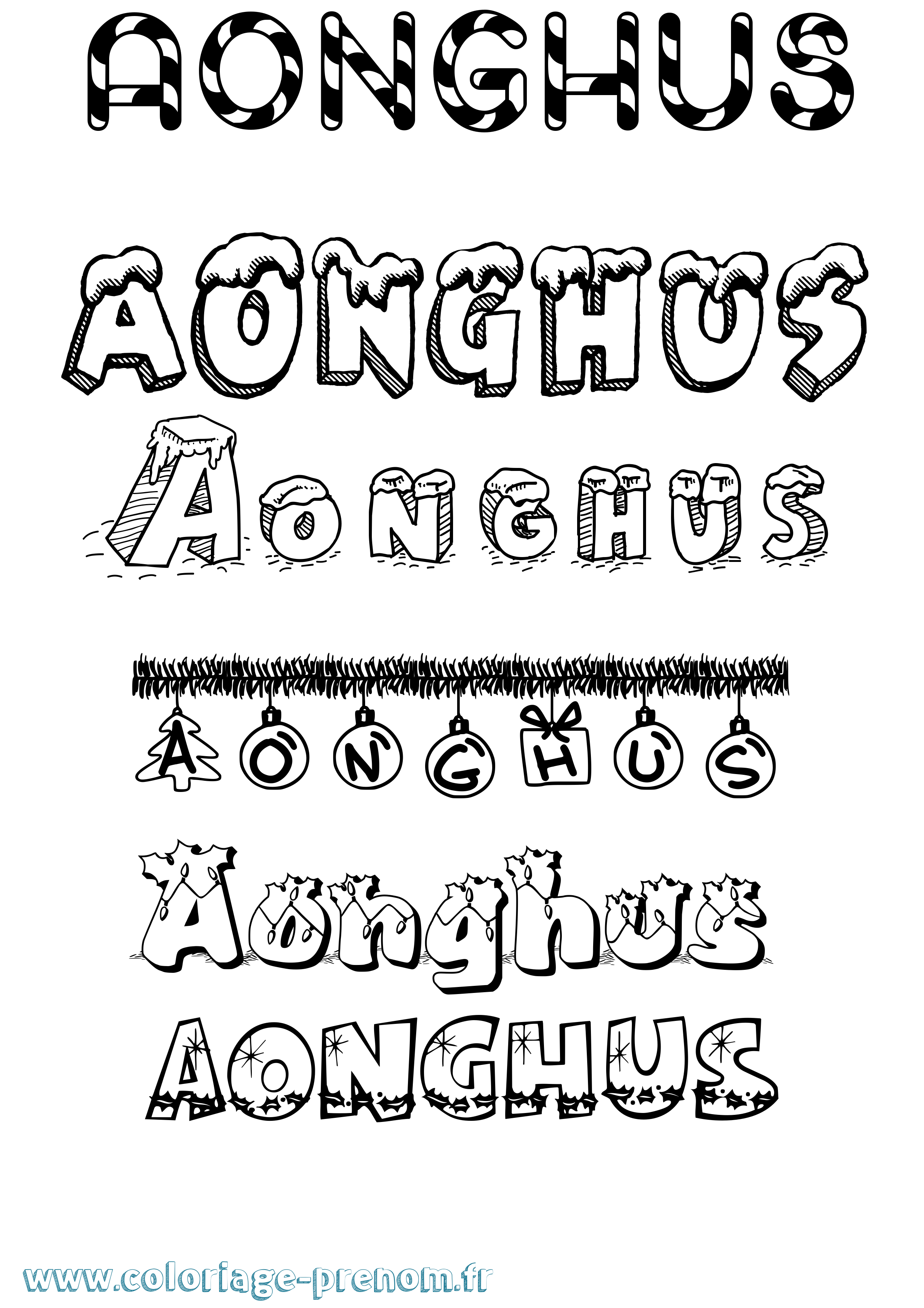 Coloriage Aonghus Noël Coloriage prénom Aonghus Noël