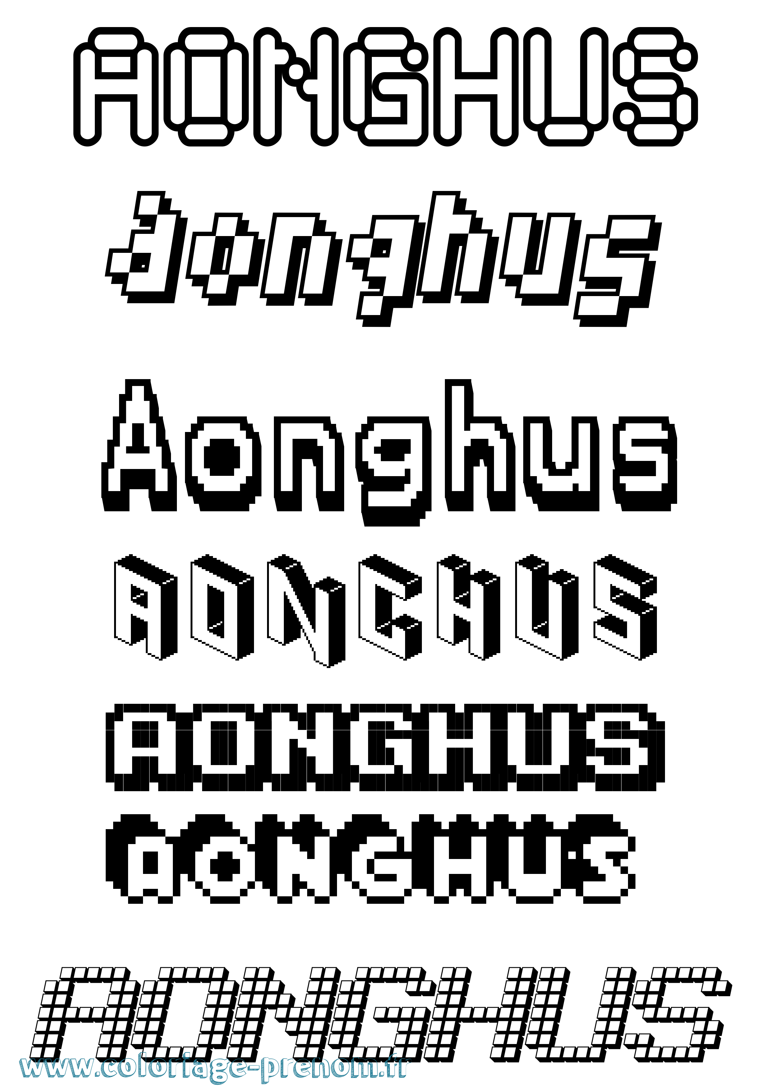 Coloriage Aonghus Pixel Coloriage prénom Aonghus Pixel