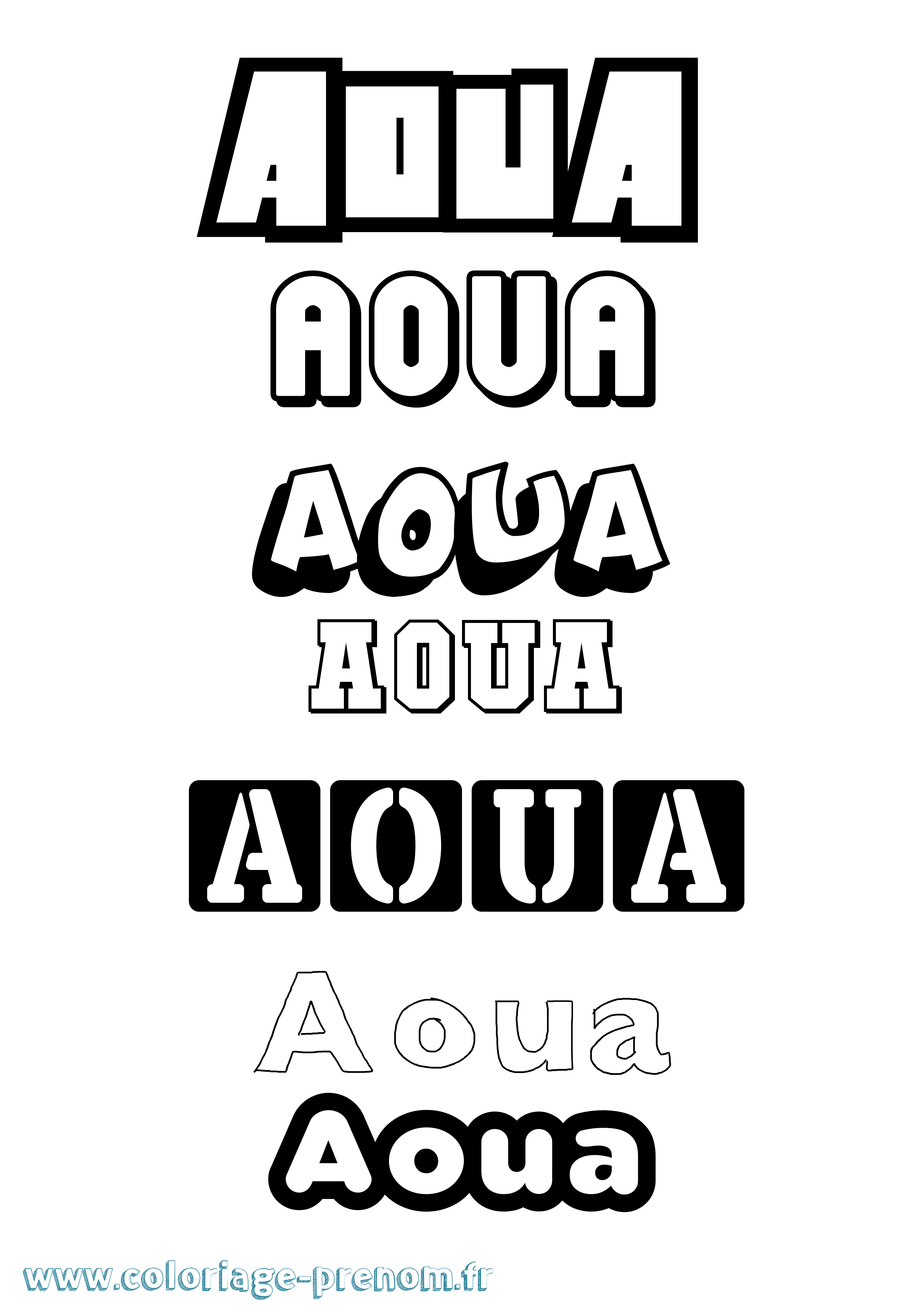 Coloriage prénom Aoua Simple
