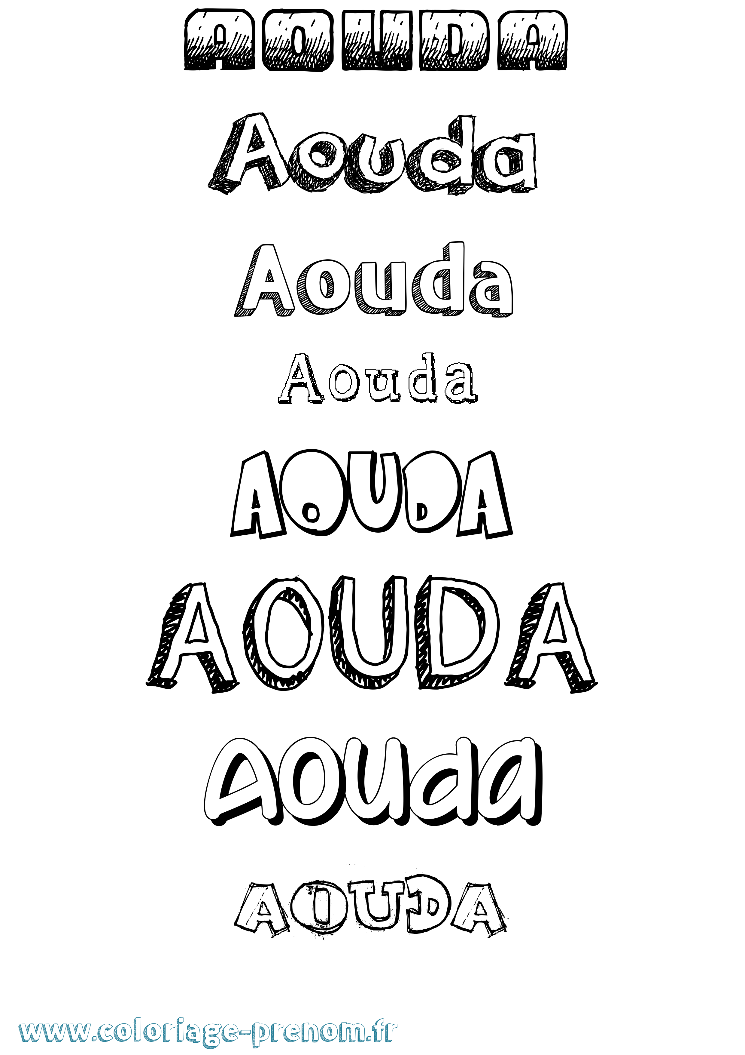 Coloriage prénom Aouda Dessiné