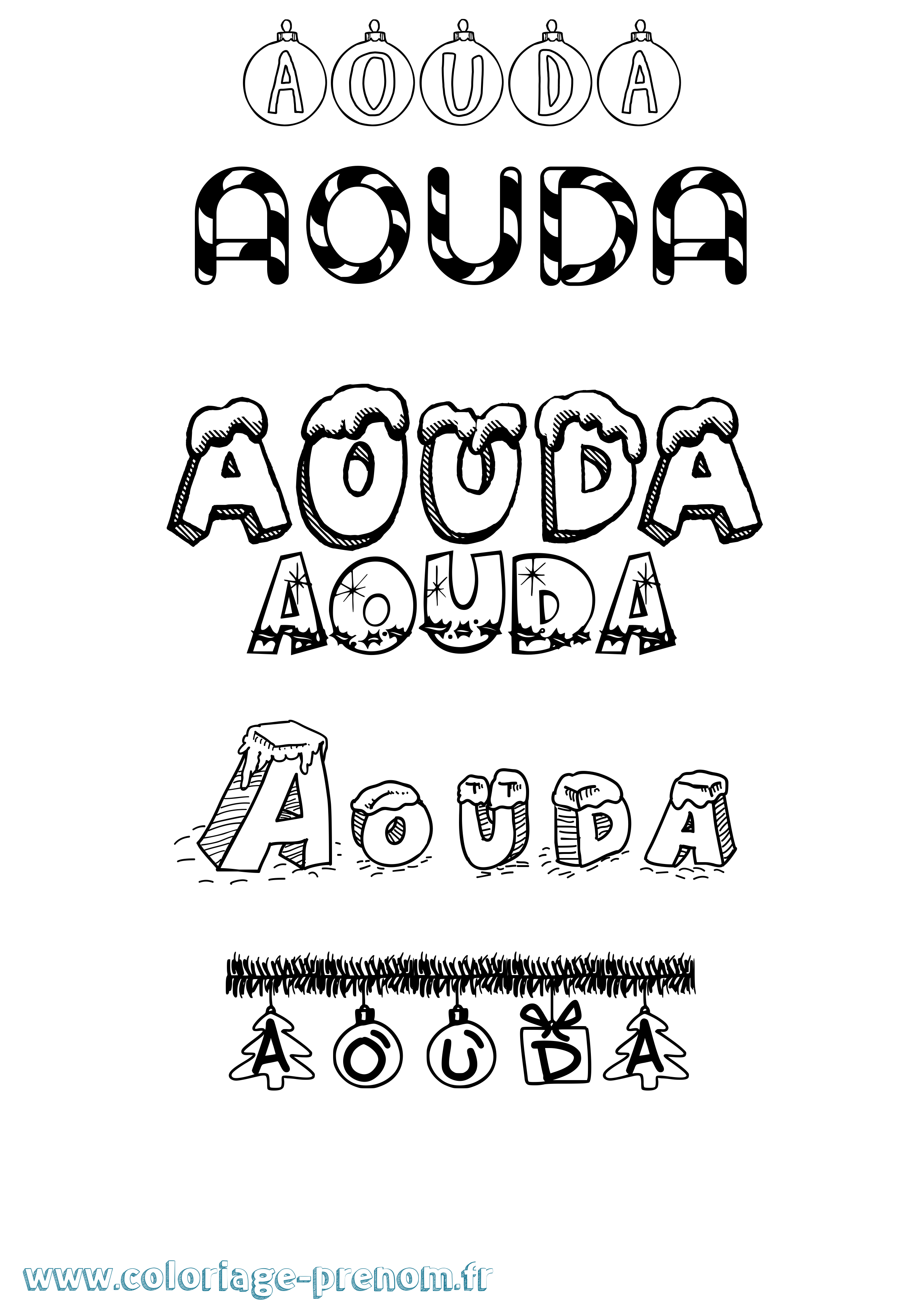 Coloriage prénom Aouda Noël
