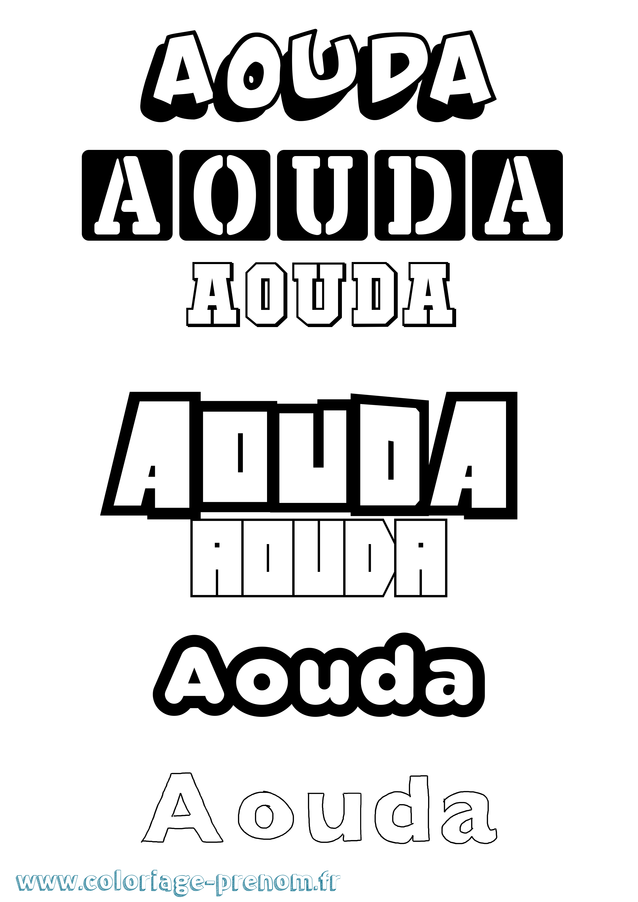 Coloriage prénom Aouda Simple