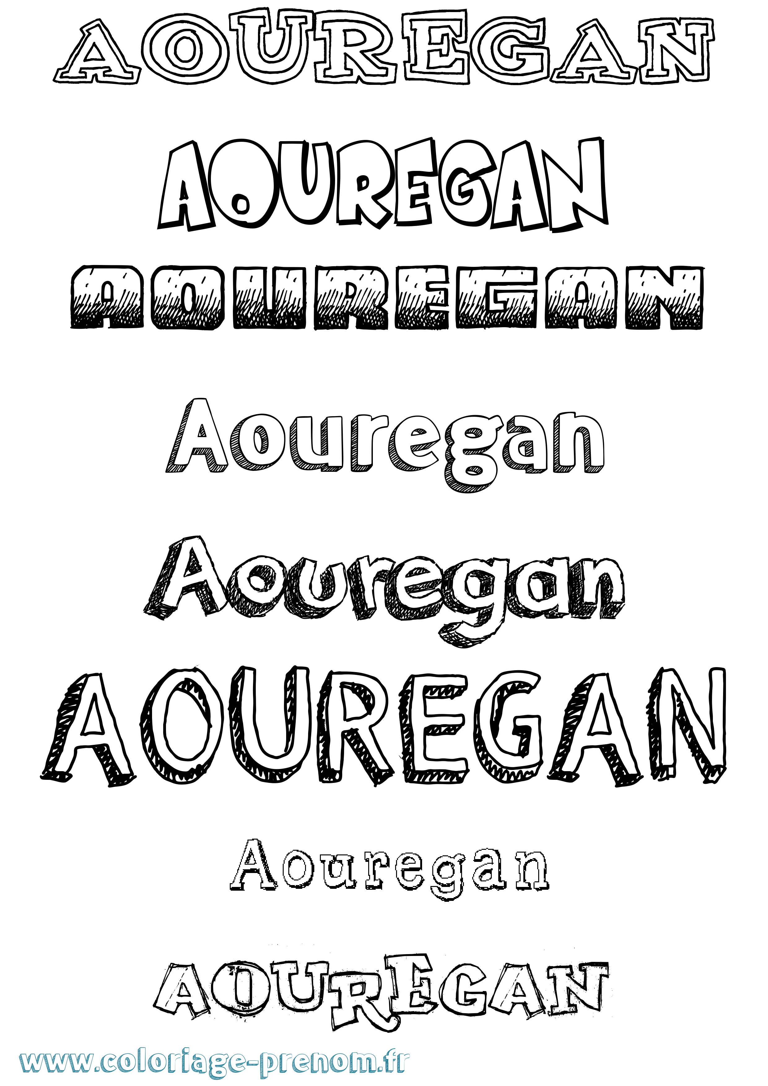 Coloriage prénom Aouregan Dessiné
