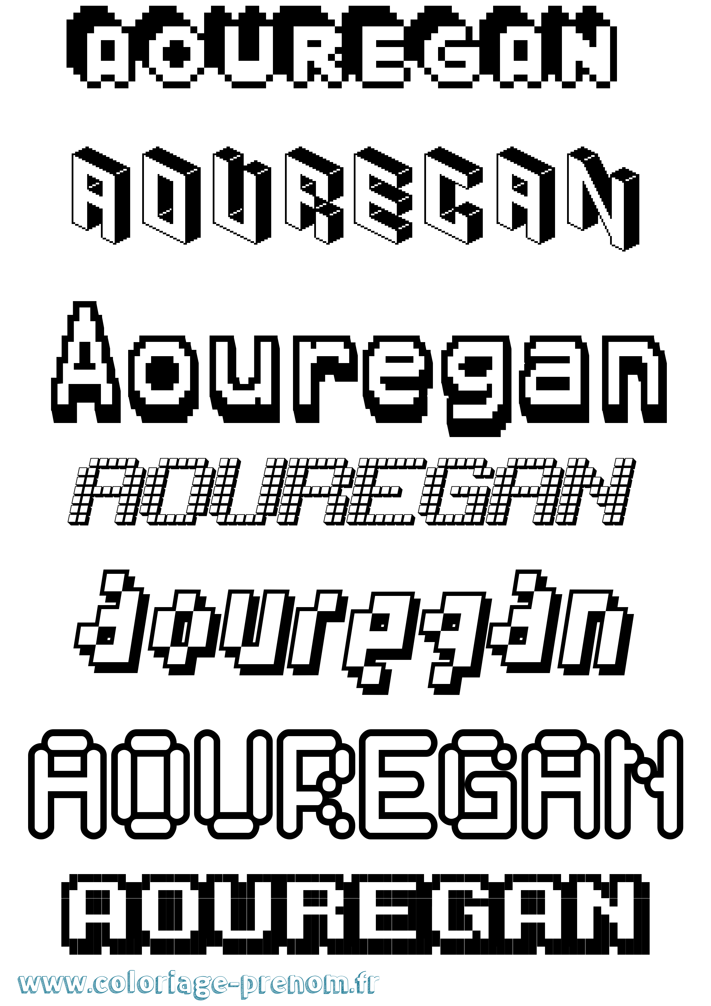 Coloriage prénom Aouregan Pixel