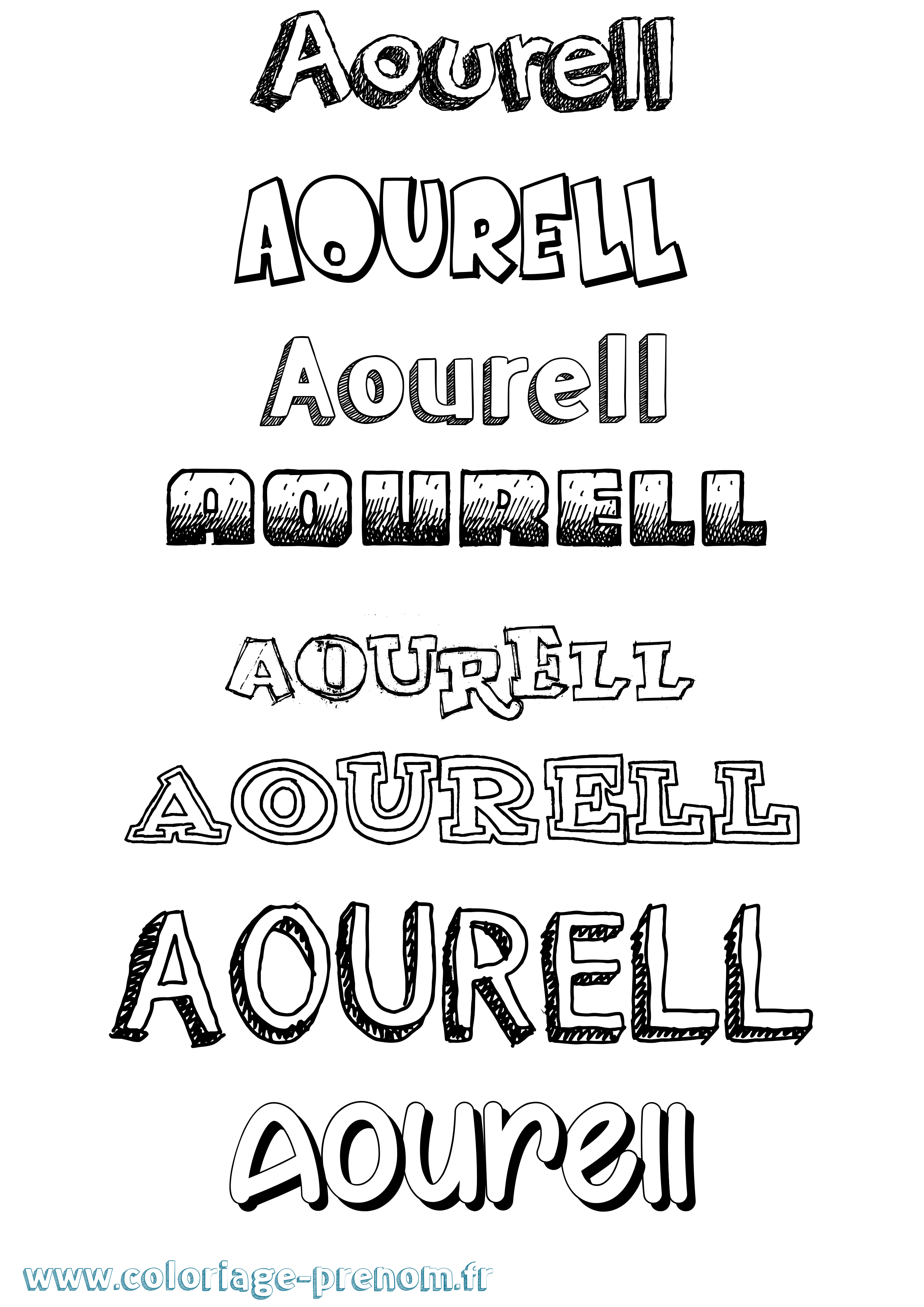 Coloriage prénom Aourell Dessiné