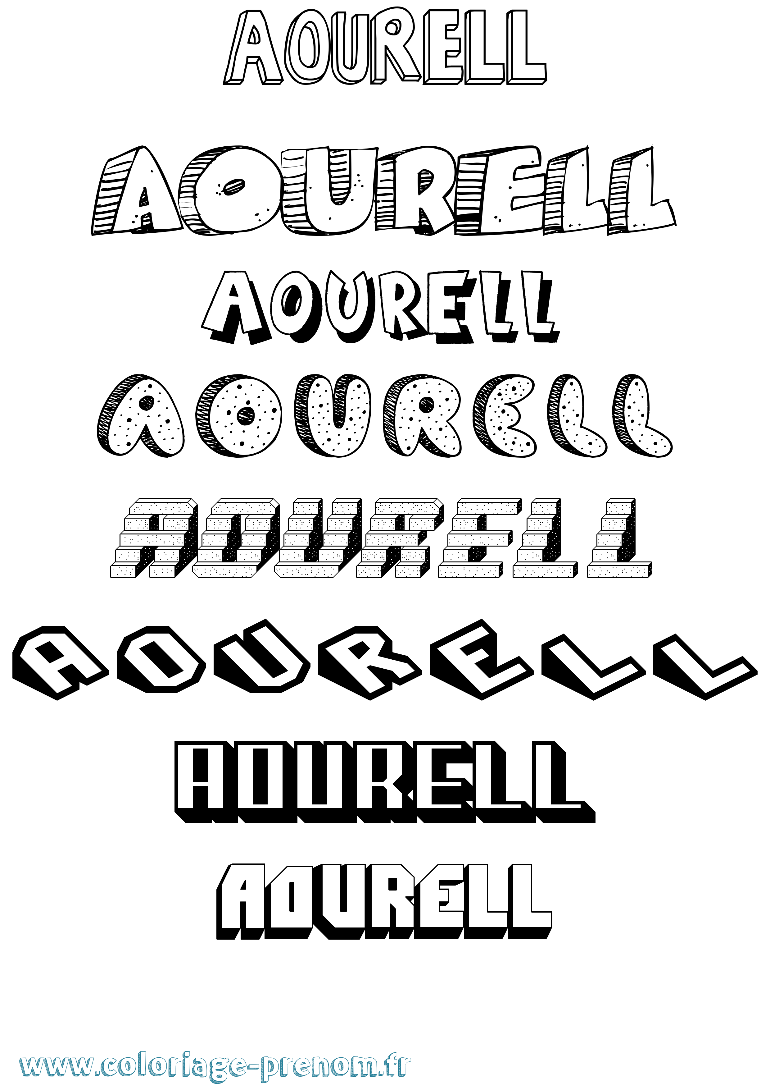 Coloriage prénom Aourell Effet 3D