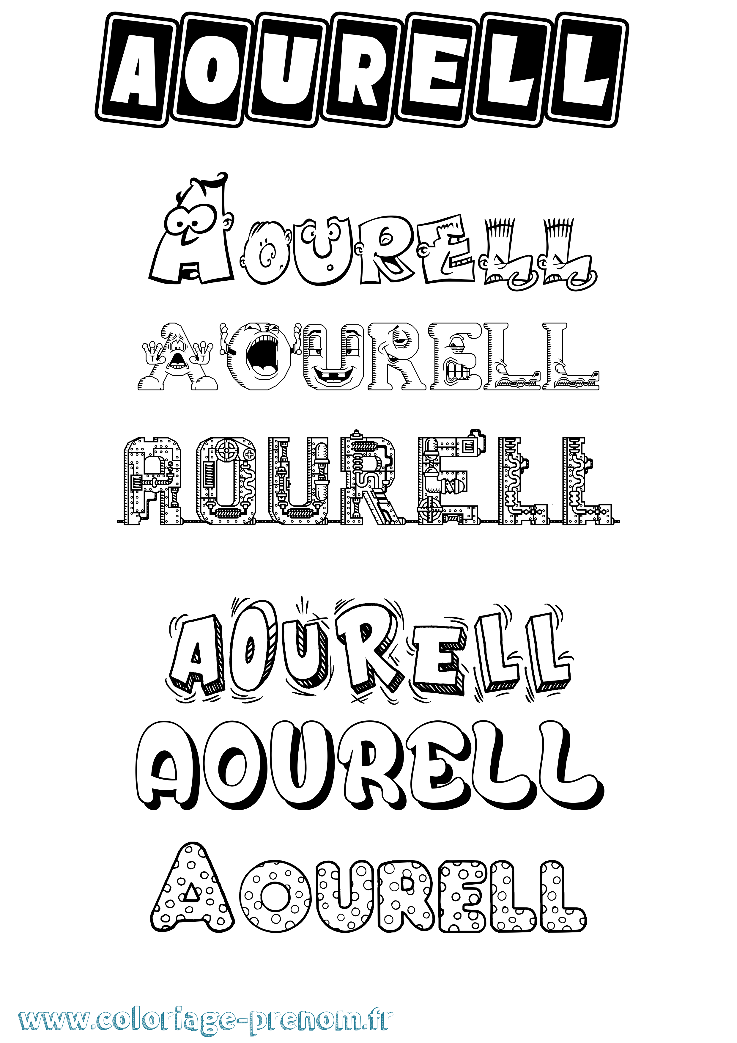 Coloriage prénom Aourell Fun