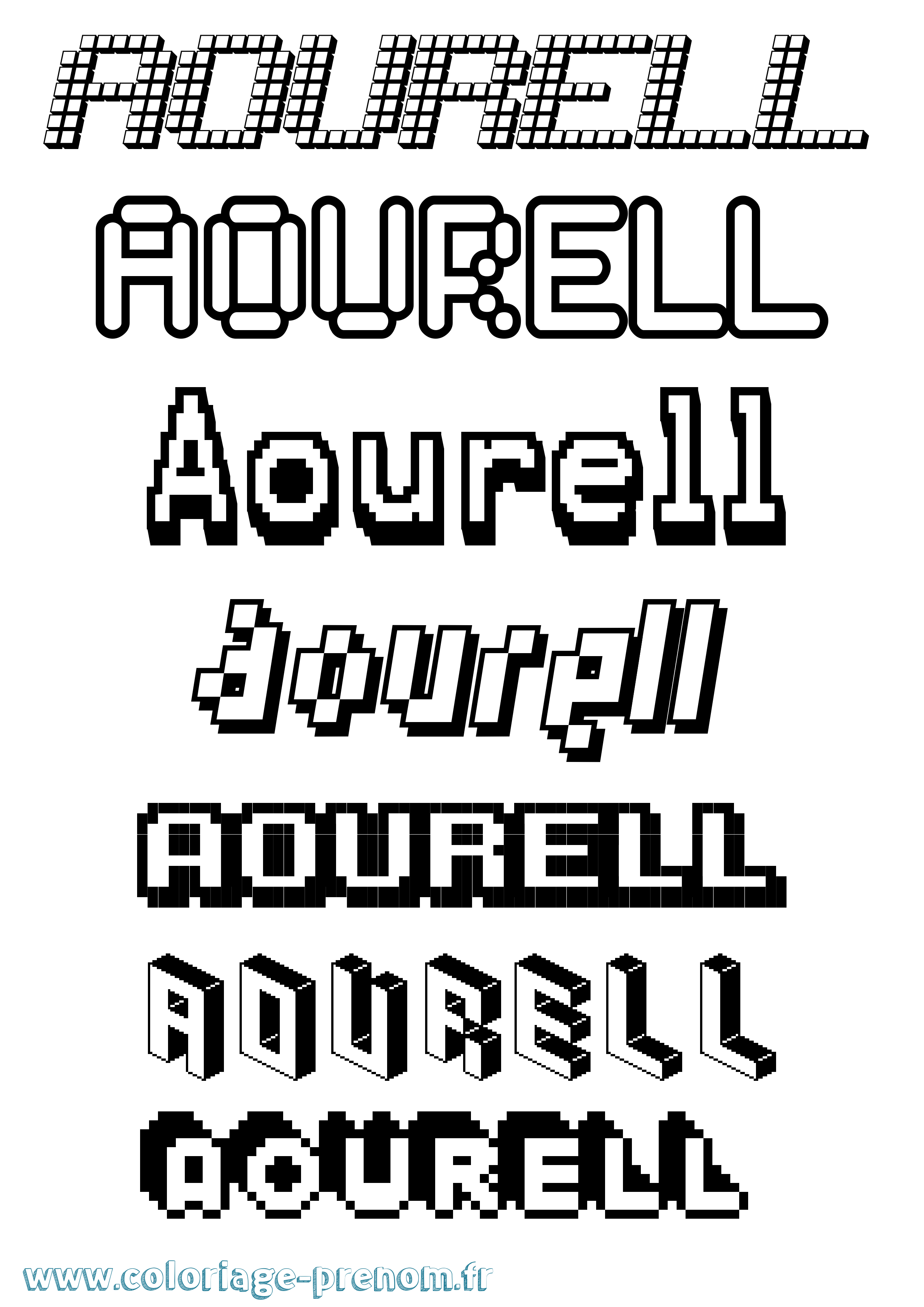 Coloriage prénom Aourell Pixel