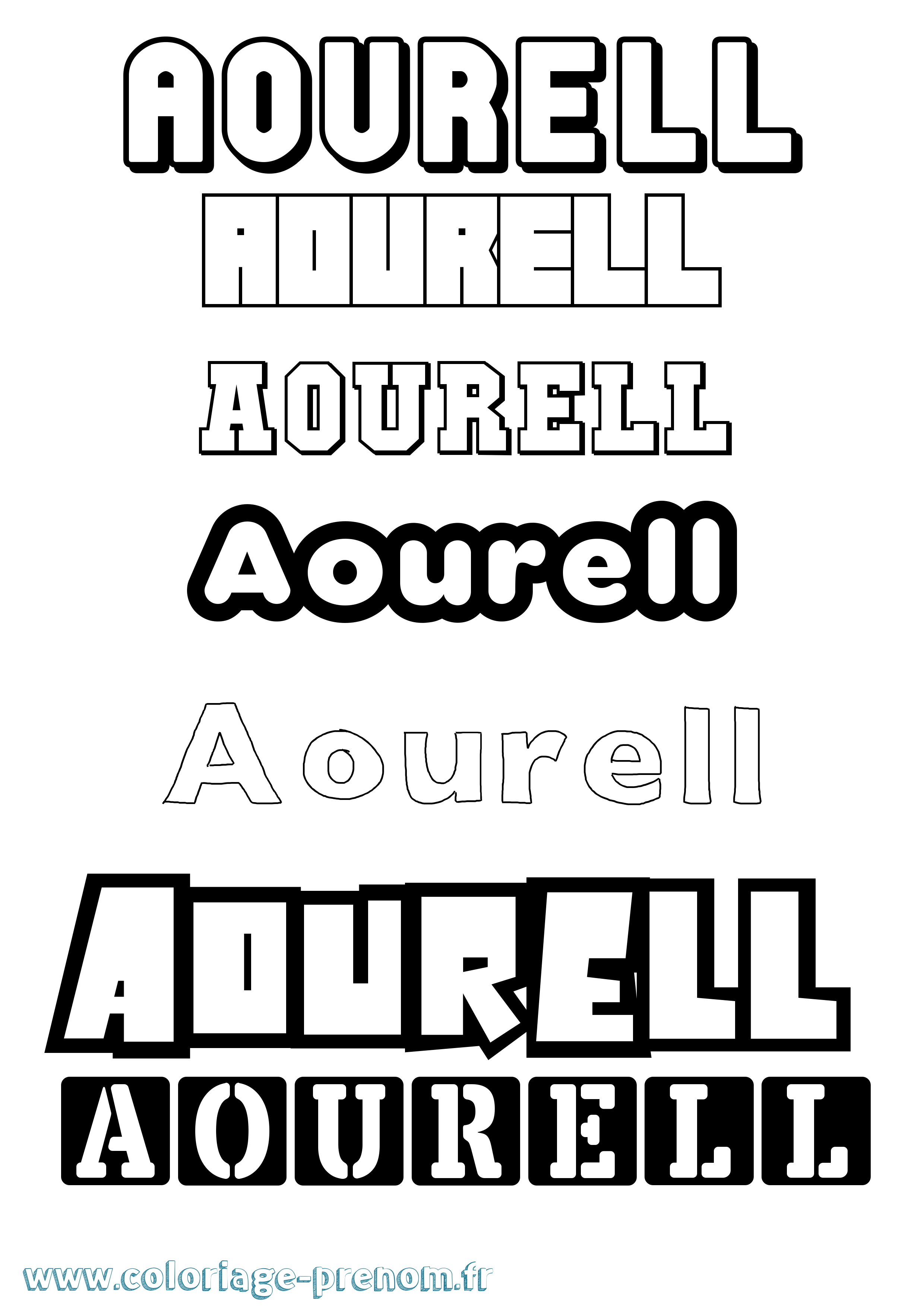 Coloriage prénom Aourell Simple