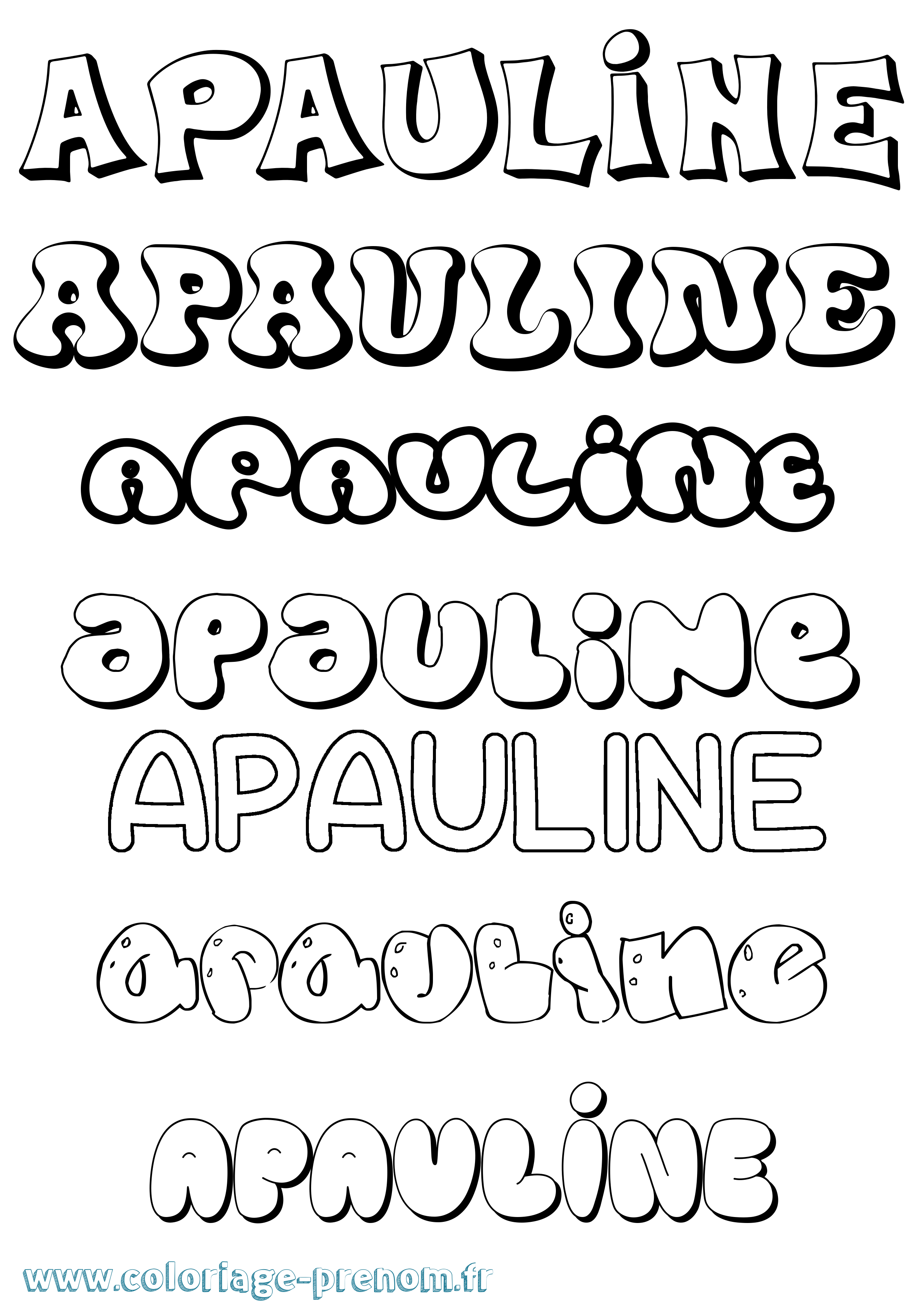 Coloriage prénom Apauline Bubble