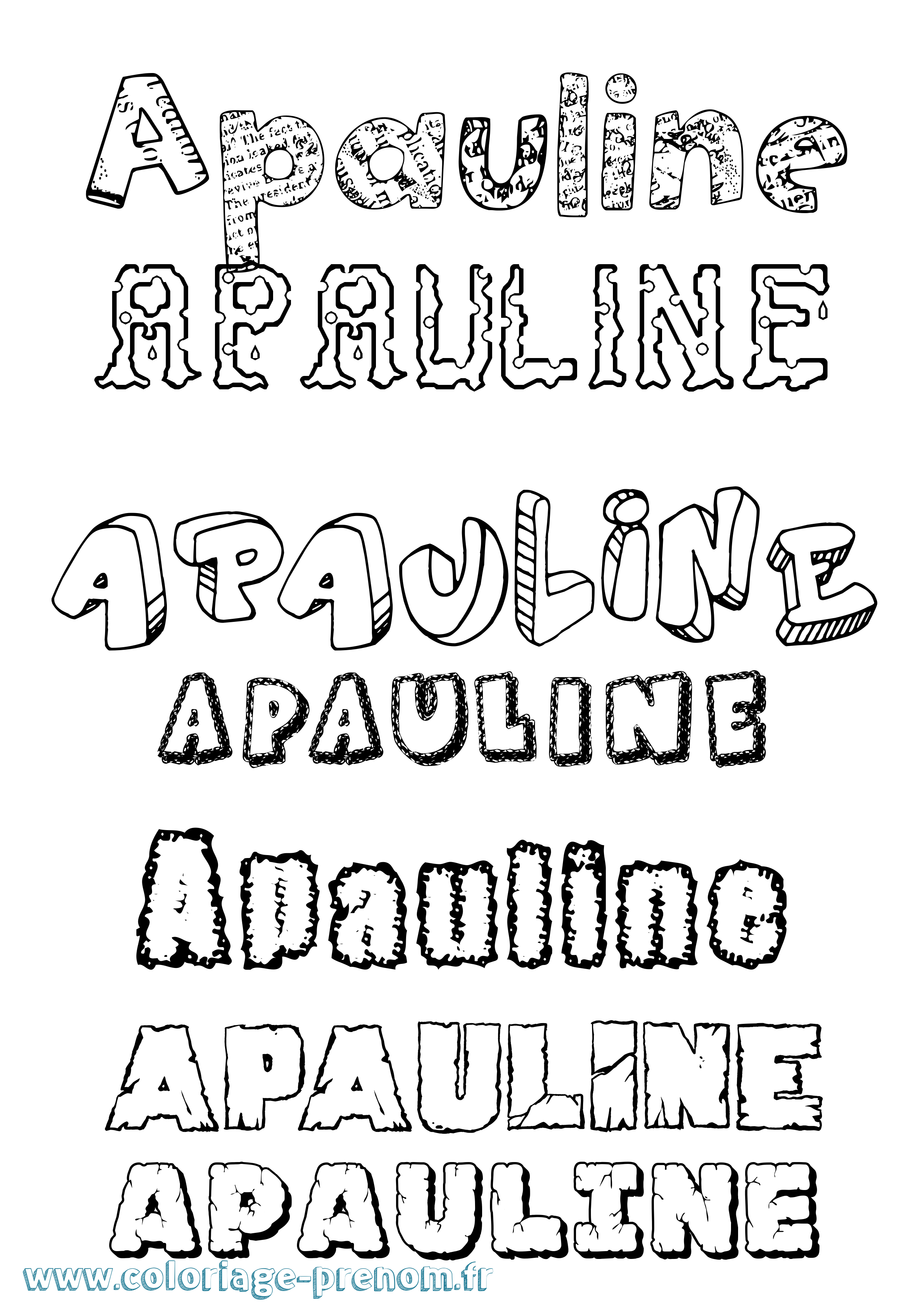 Coloriage prénom Apauline Destructuré