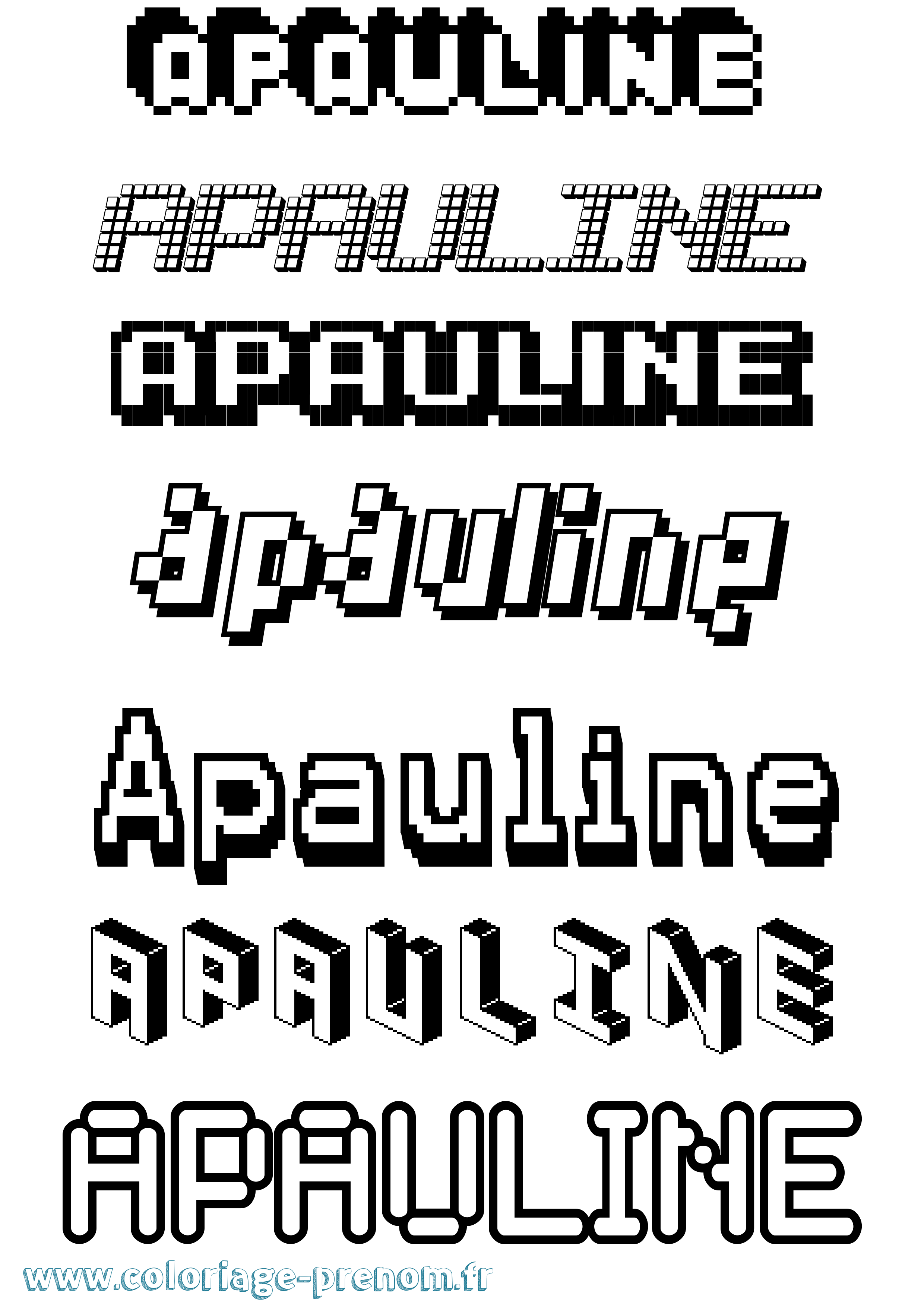 Coloriage prénom Apauline Pixel