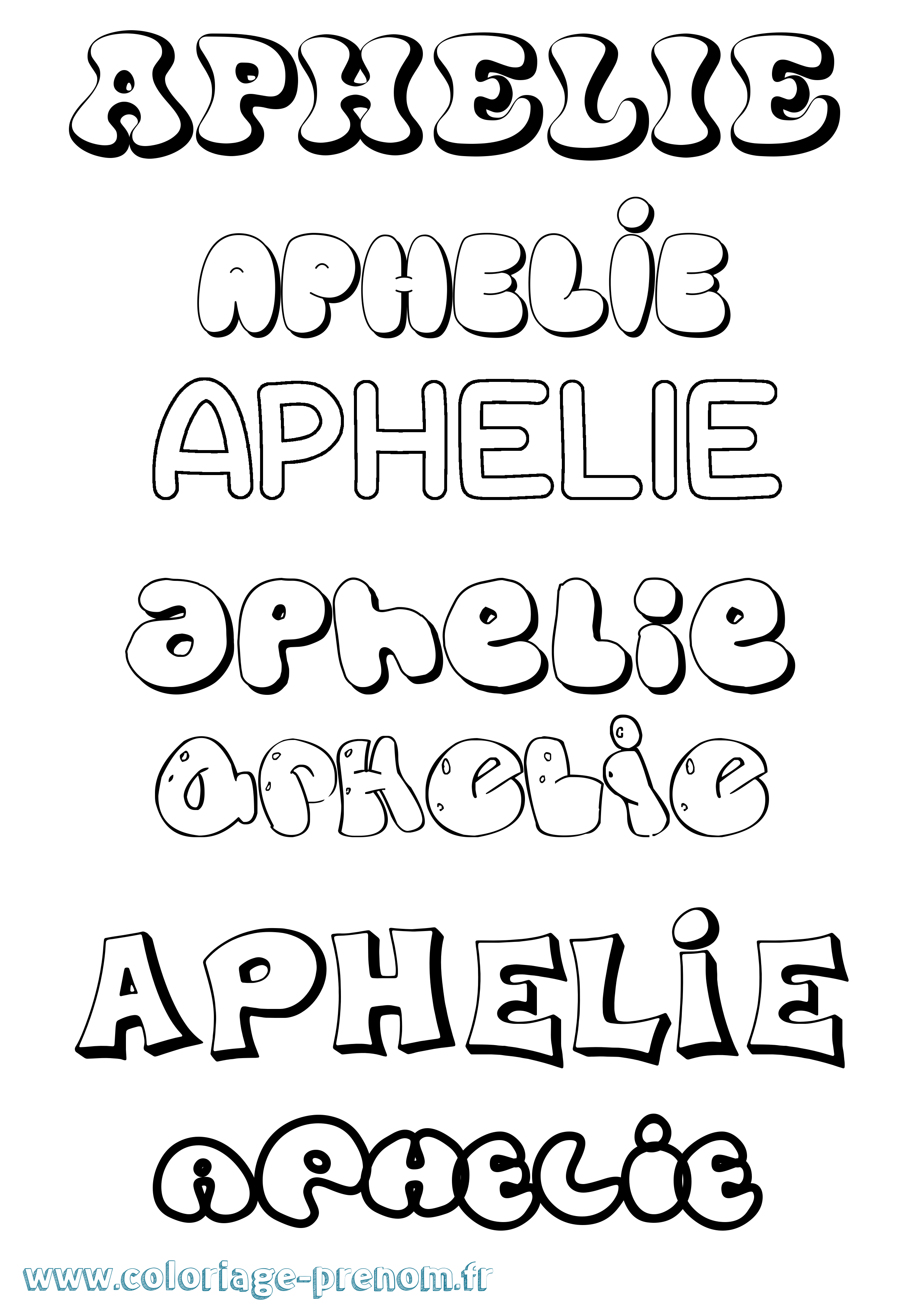 Coloriage prénom Aphelie Bubble