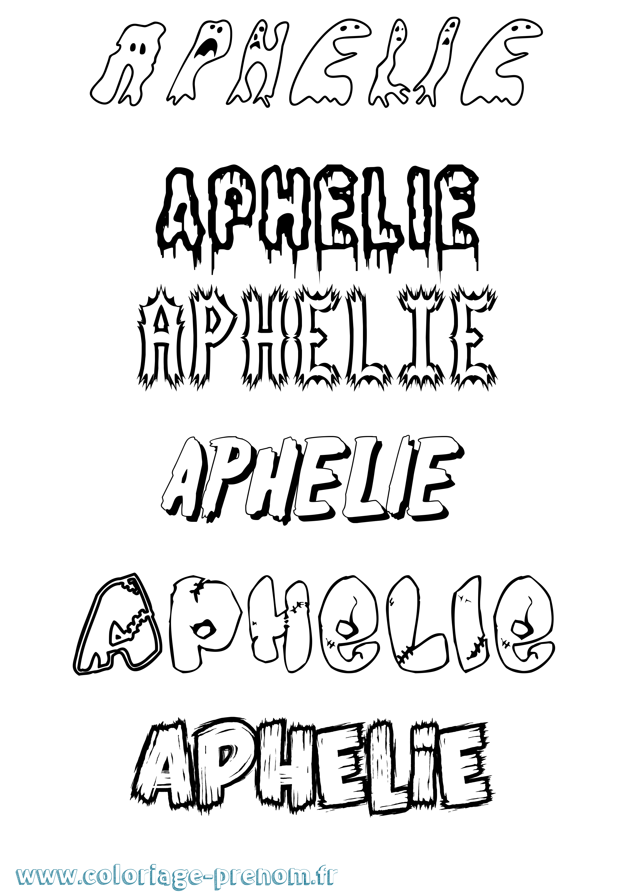 Coloriage prénom Aphelie Frisson