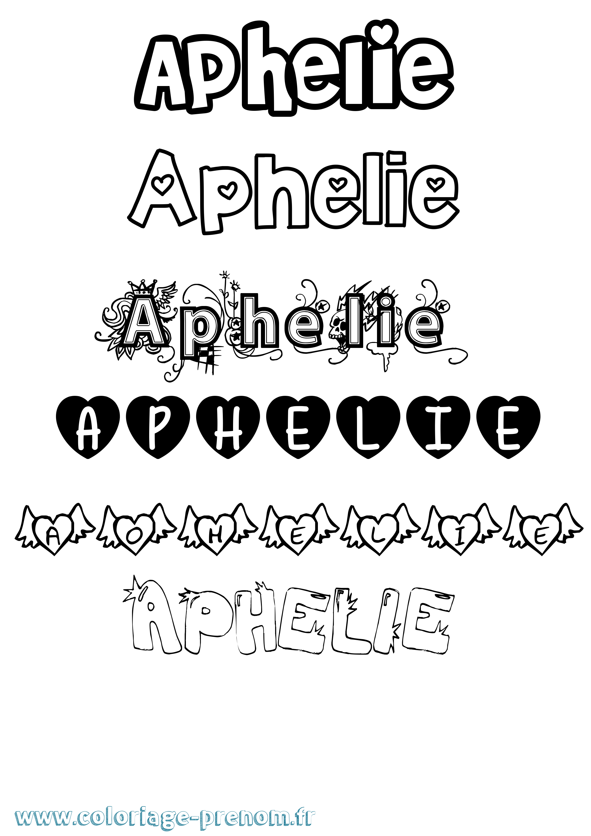 Coloriage prénom Aphelie Girly
