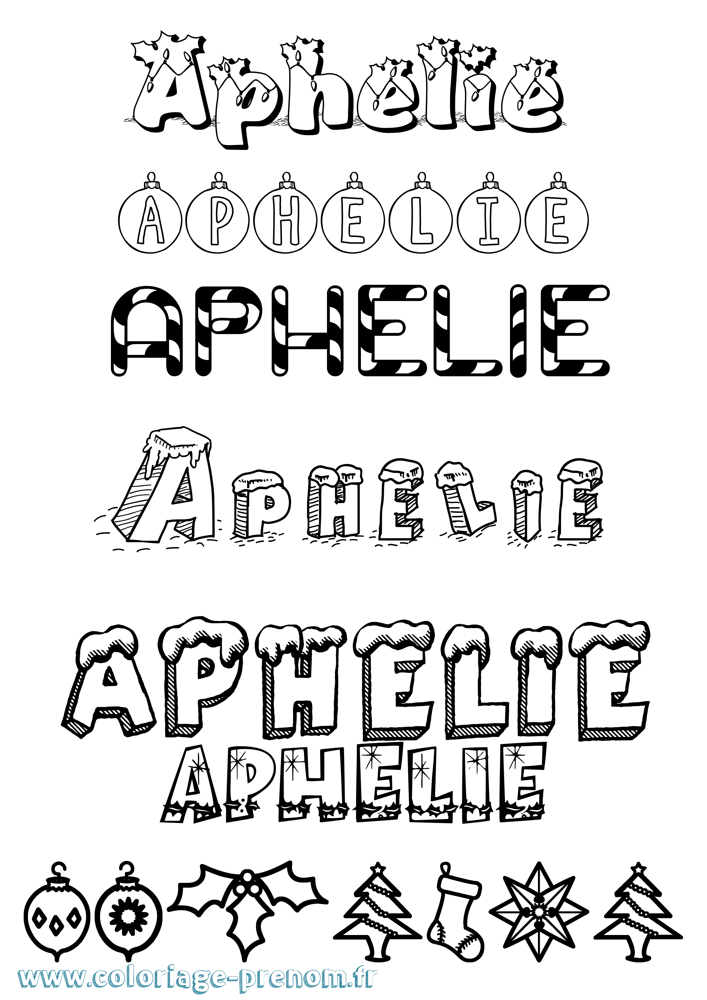 Coloriage prénom Aphelie Noël