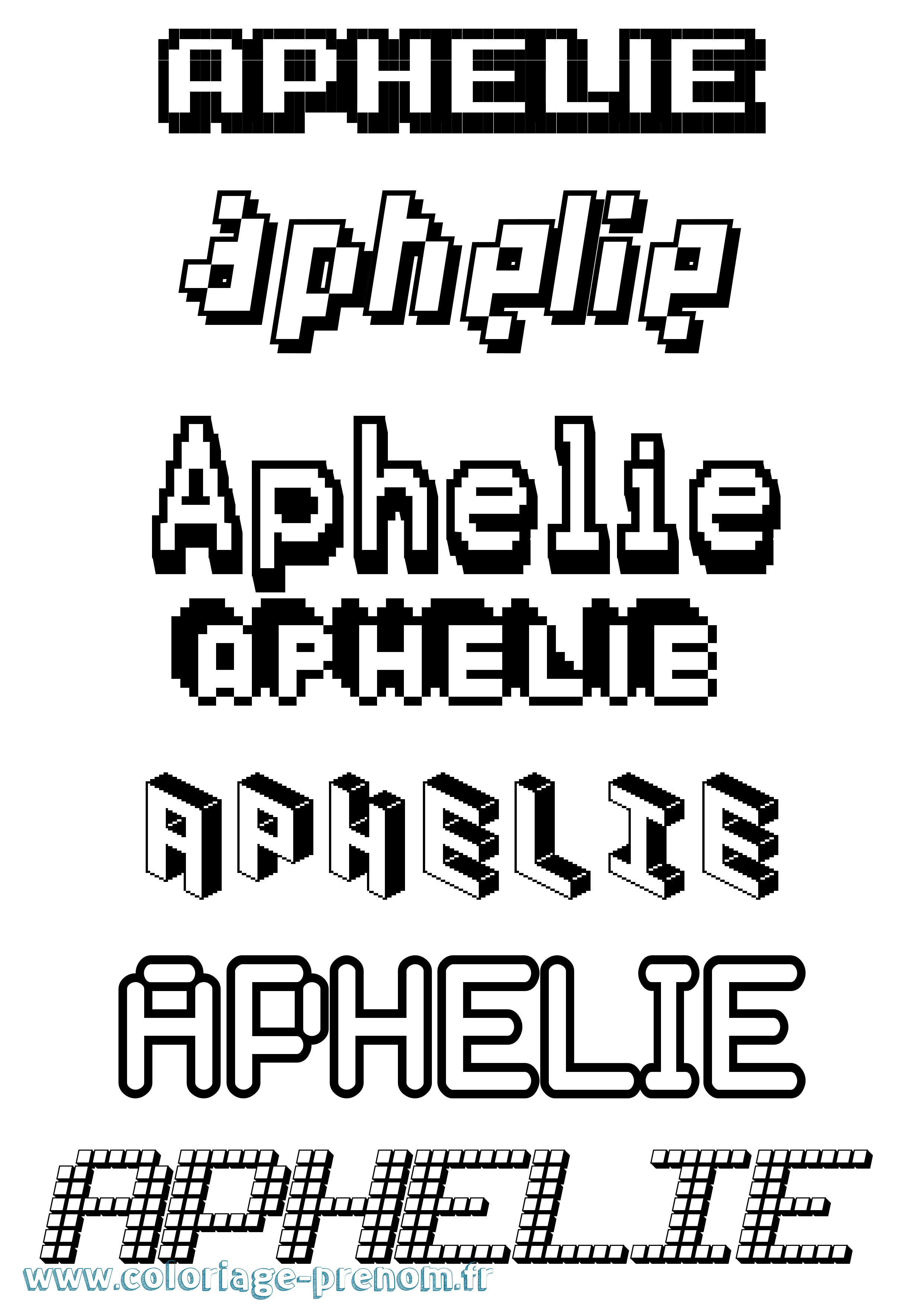 Coloriage prénom Aphelie Pixel
