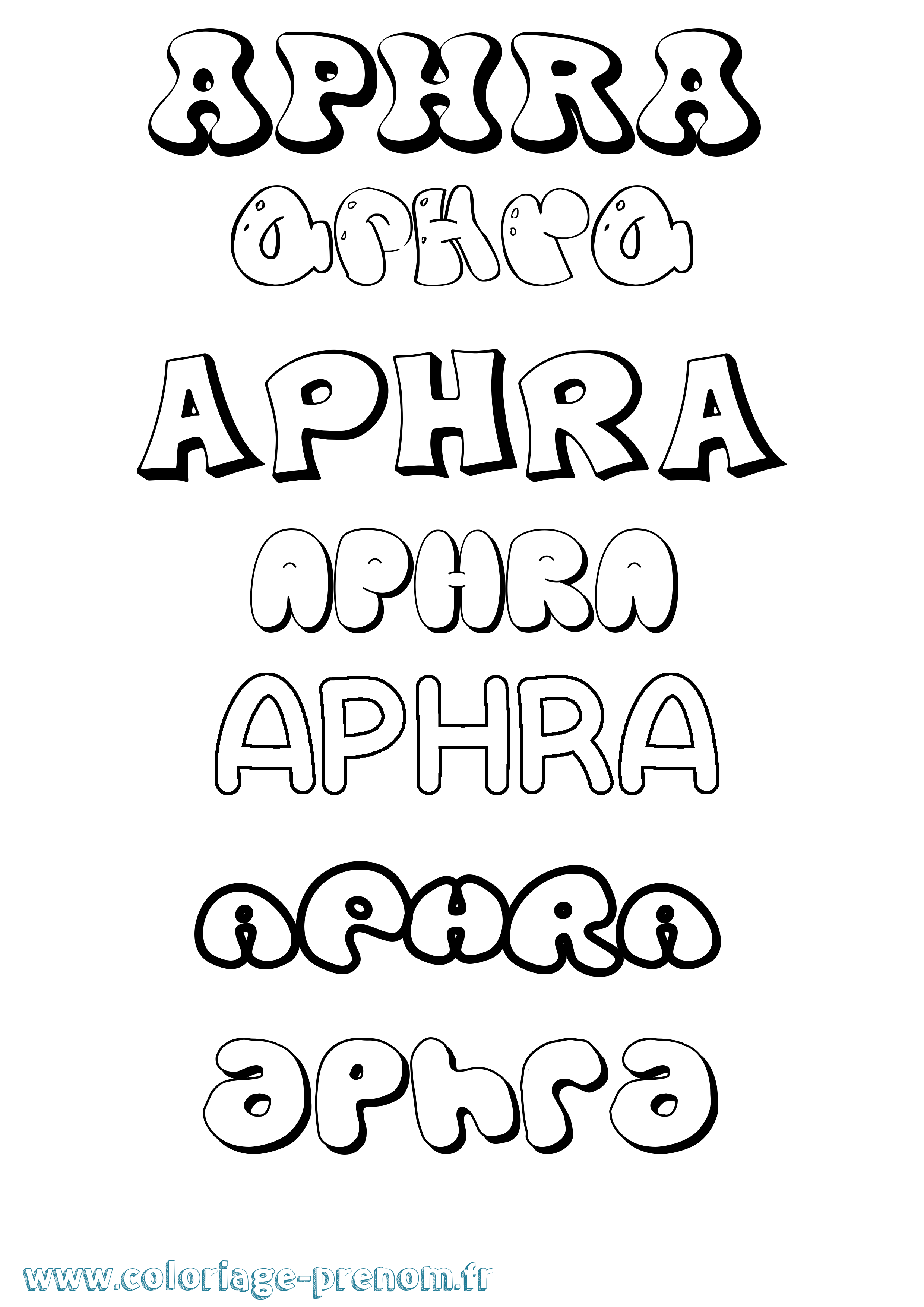 Coloriage Aphra Bubble Coloriage prénom Aphra Bubble