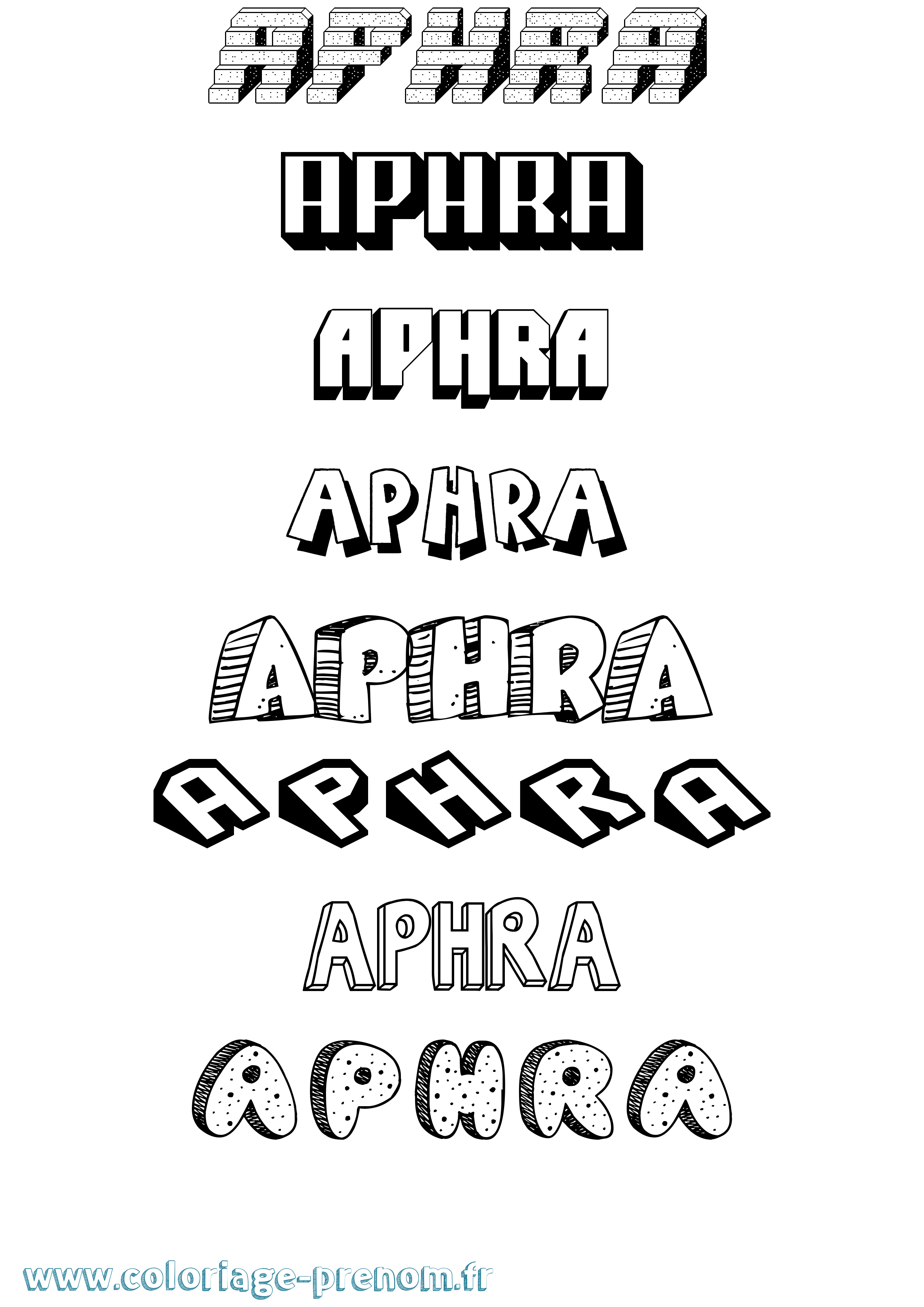 Coloriage Aphra Effet 3D Coloriage prénom Aphra Effet 3D