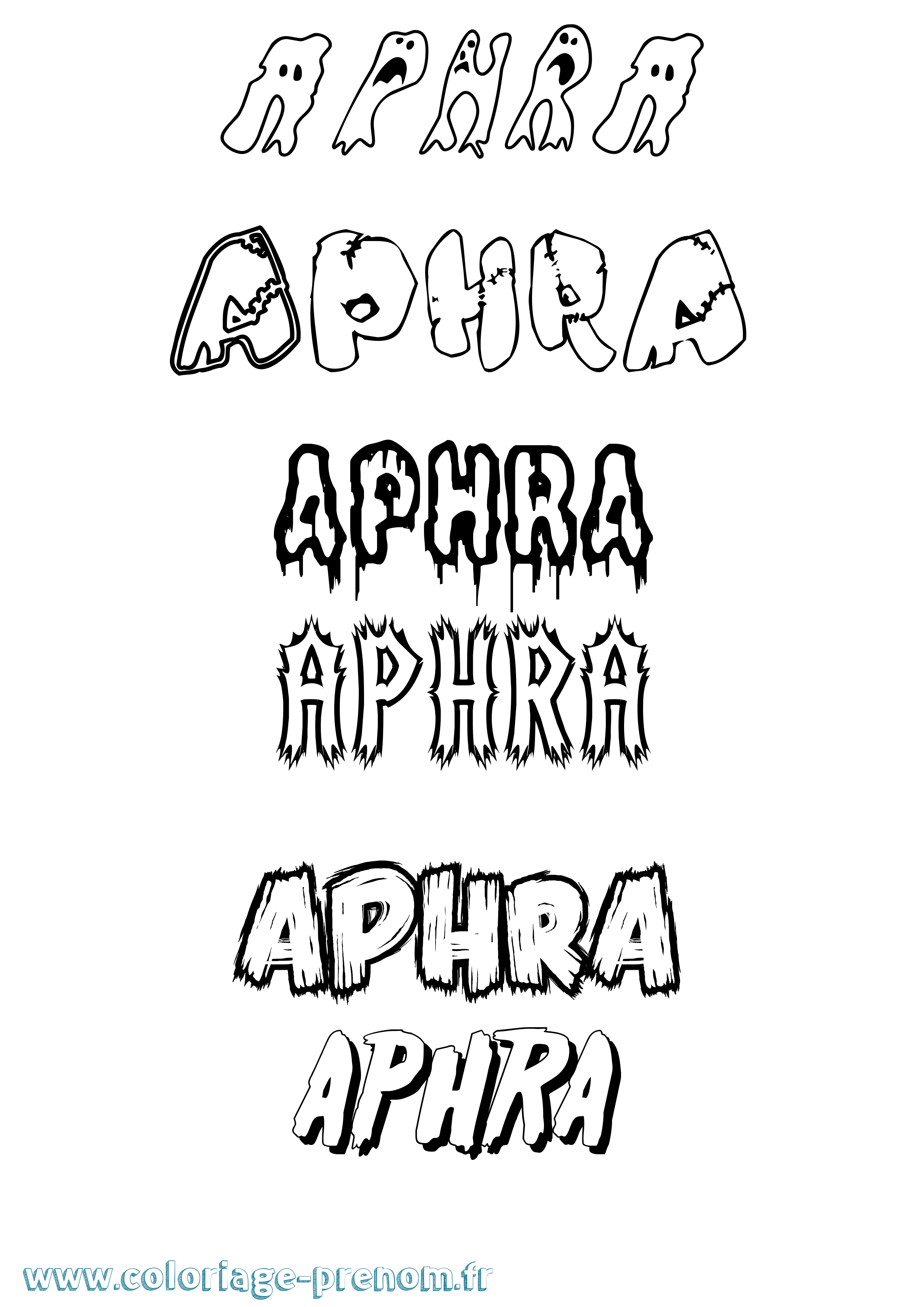Coloriage Aphra Frisson Coloriage prénom Aphra Frisson