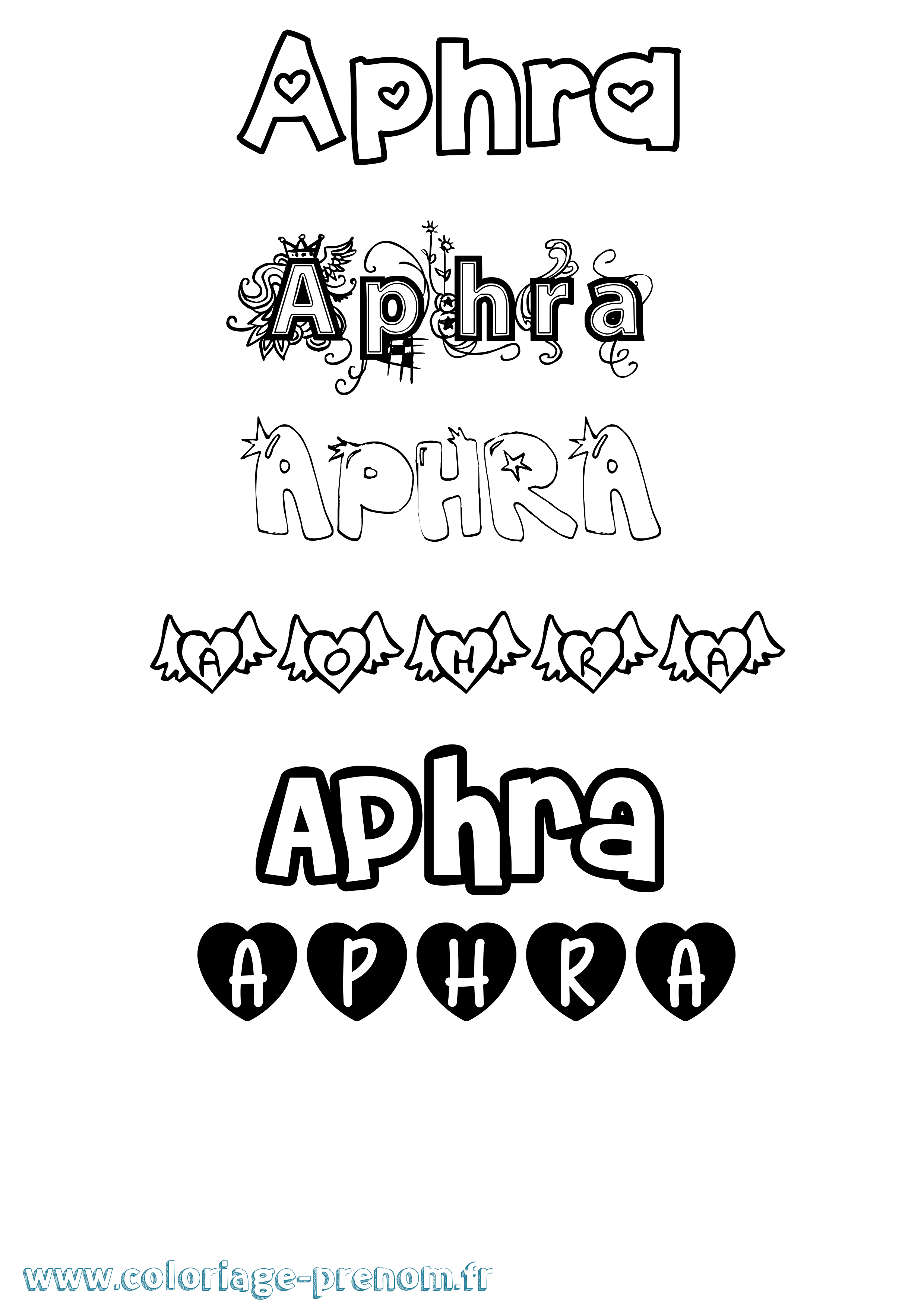 Coloriage Aphra Girly Coloriage prénom Aphra Girly