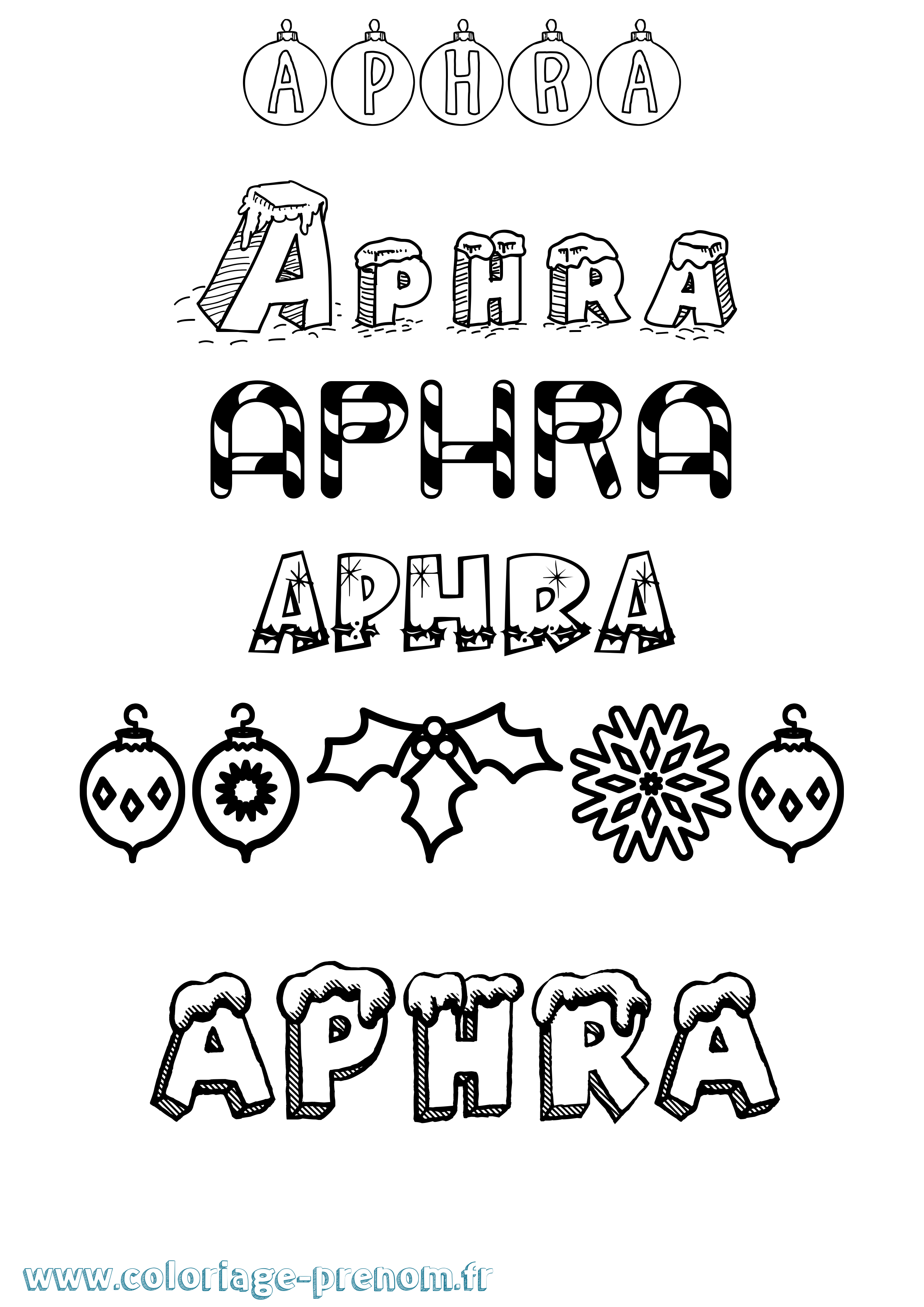 Coloriage prénom Aphra Noël