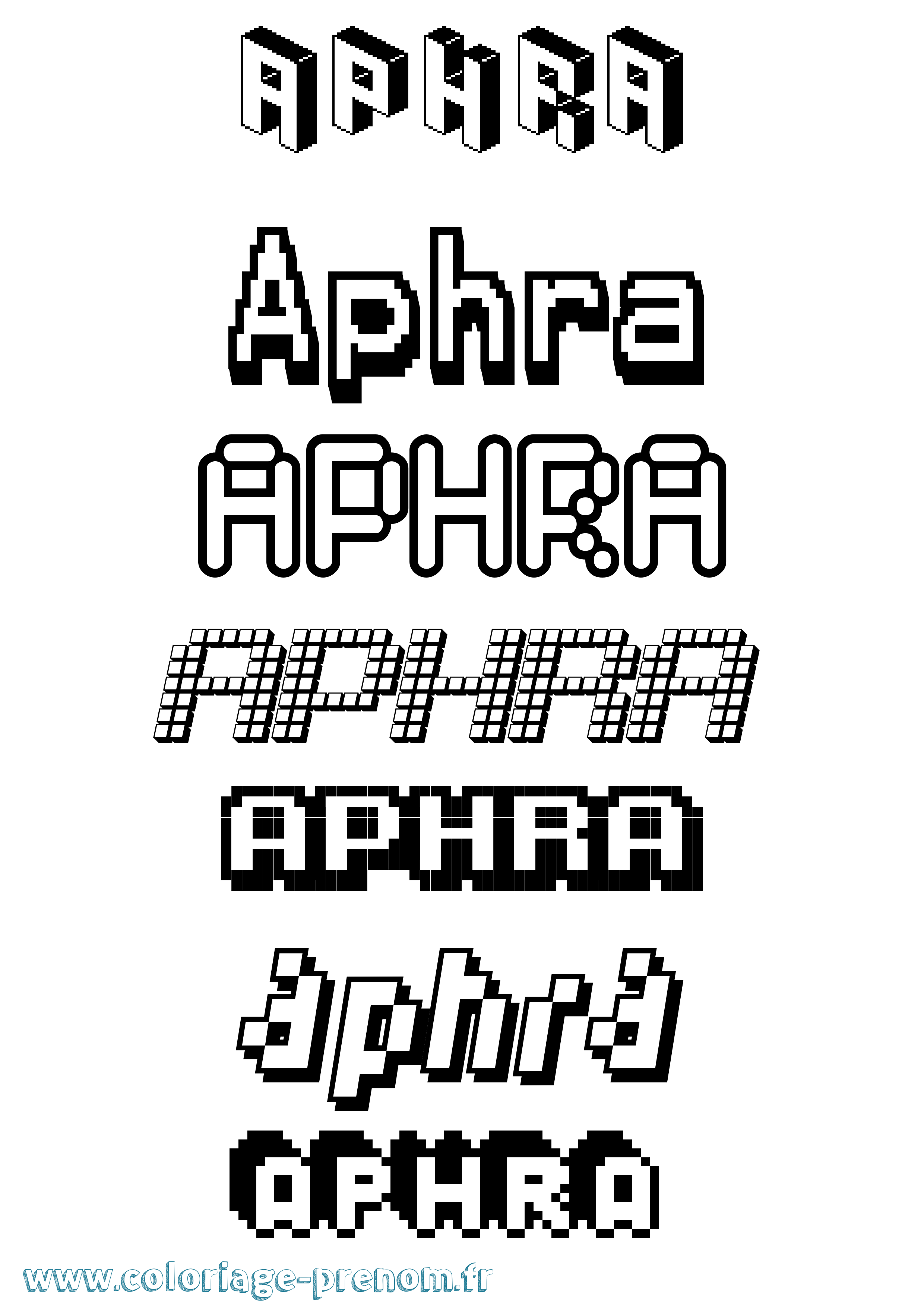 Coloriage prénom Aphra Pixel