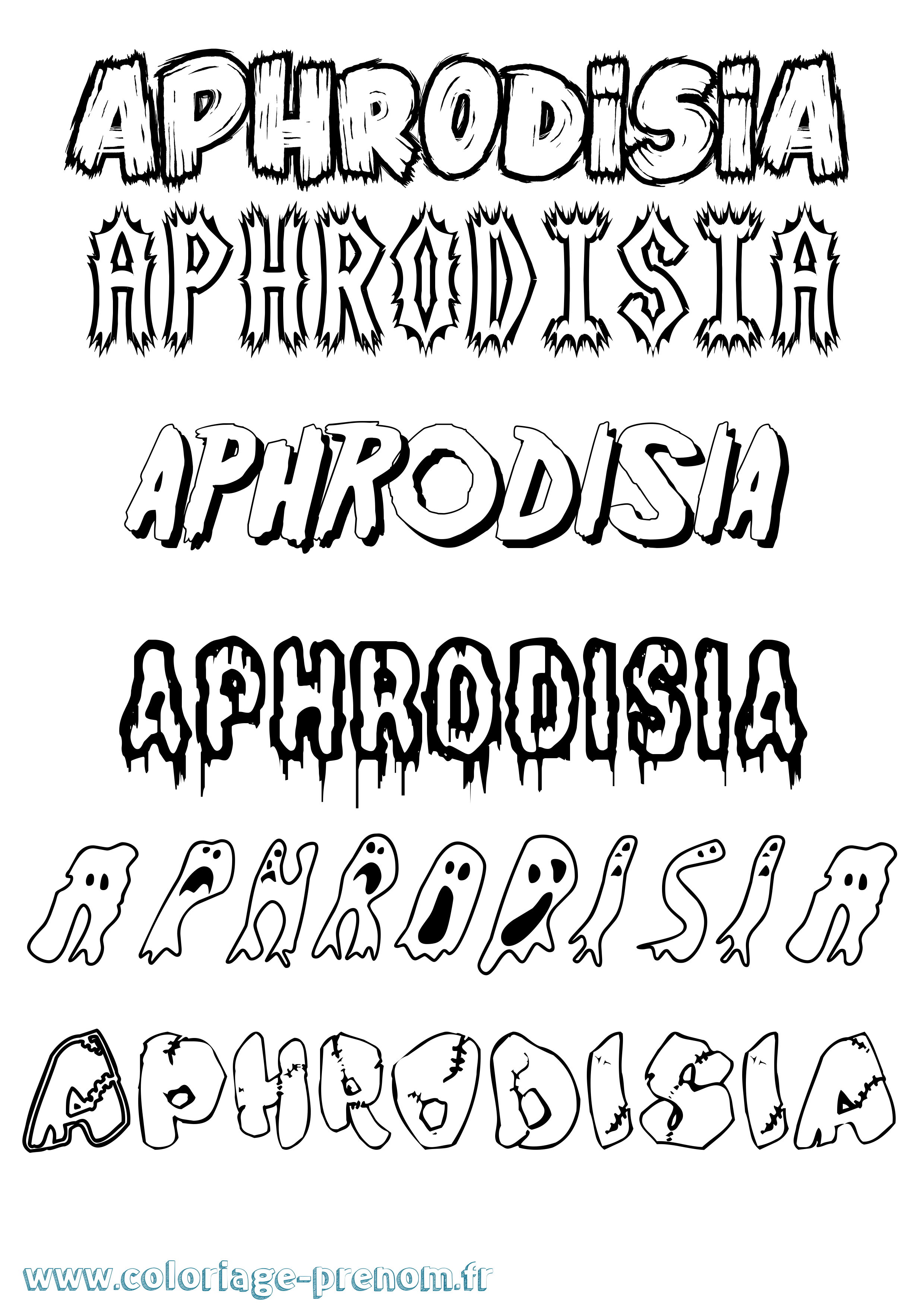Coloriage prénom Aphrodisia Frisson
