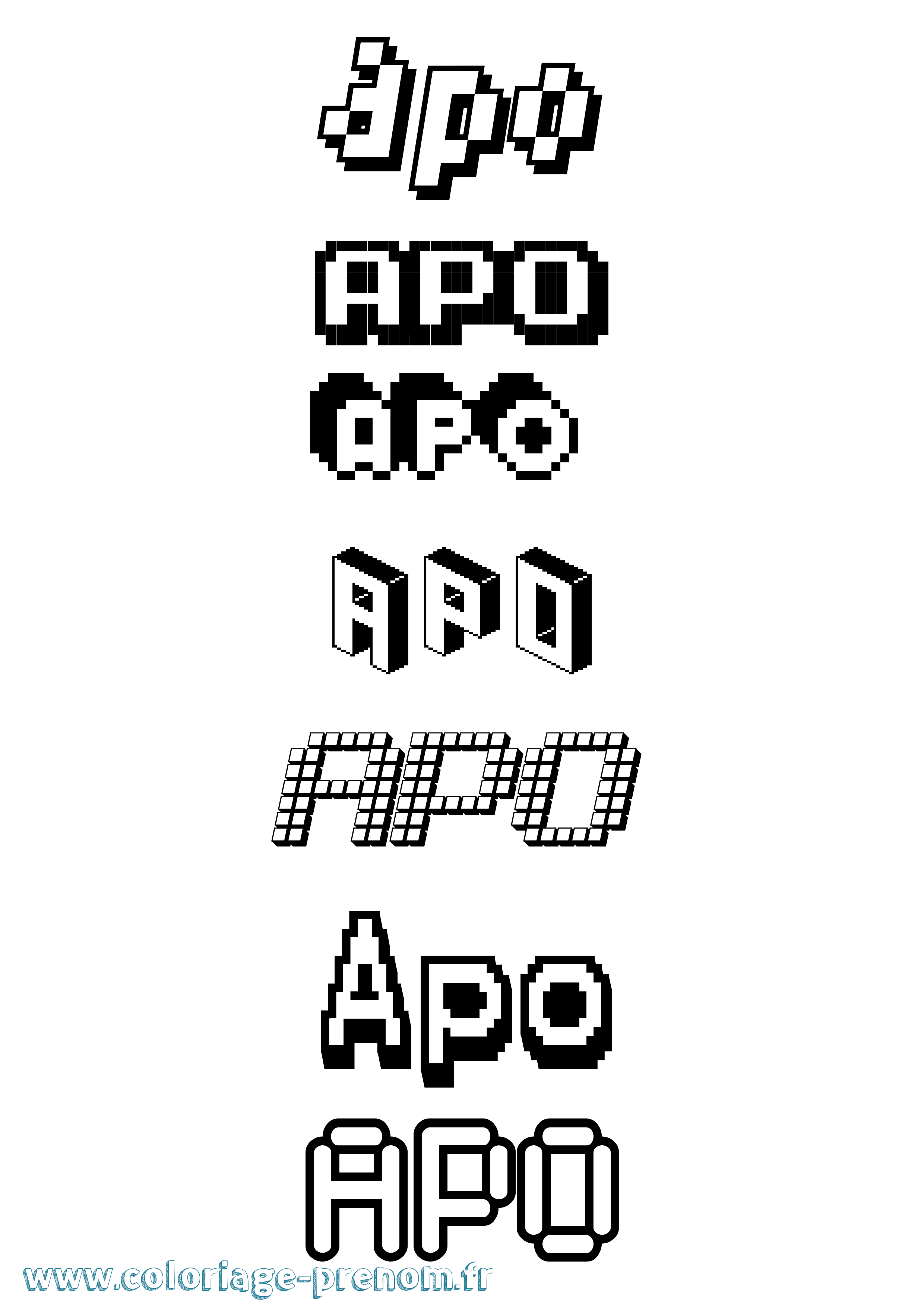 Coloriage prénom Apo Pixel
