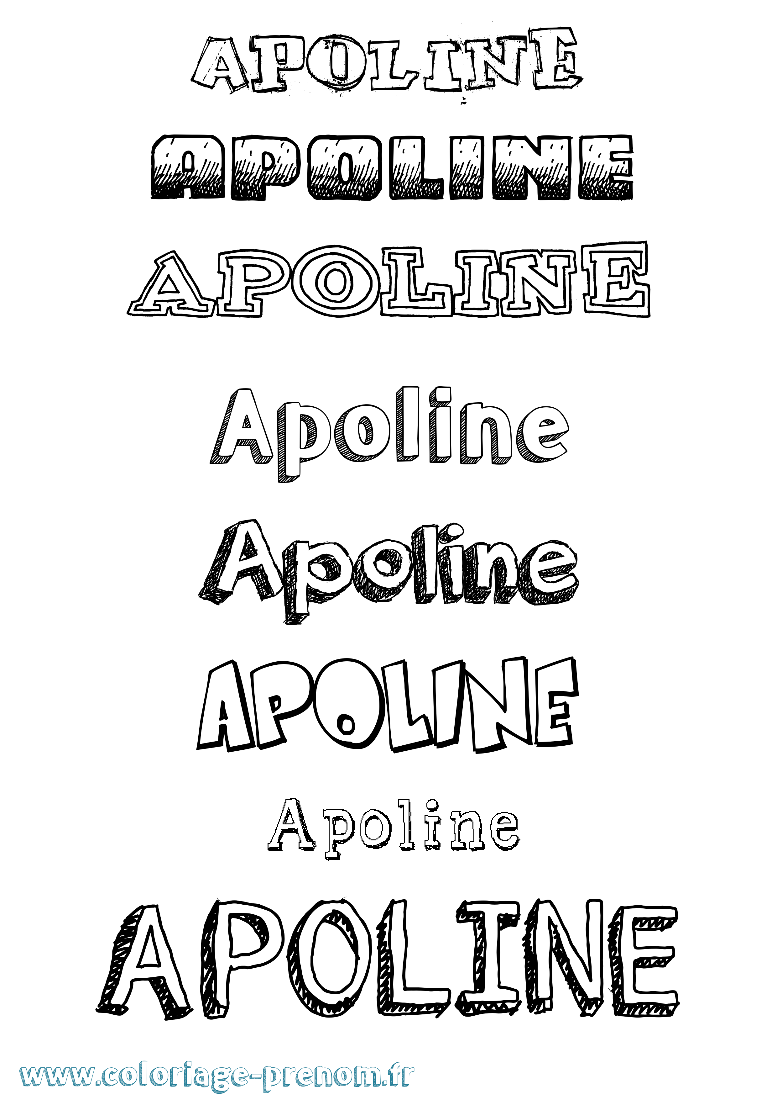 Coloriage prénom Apoline Dessiné