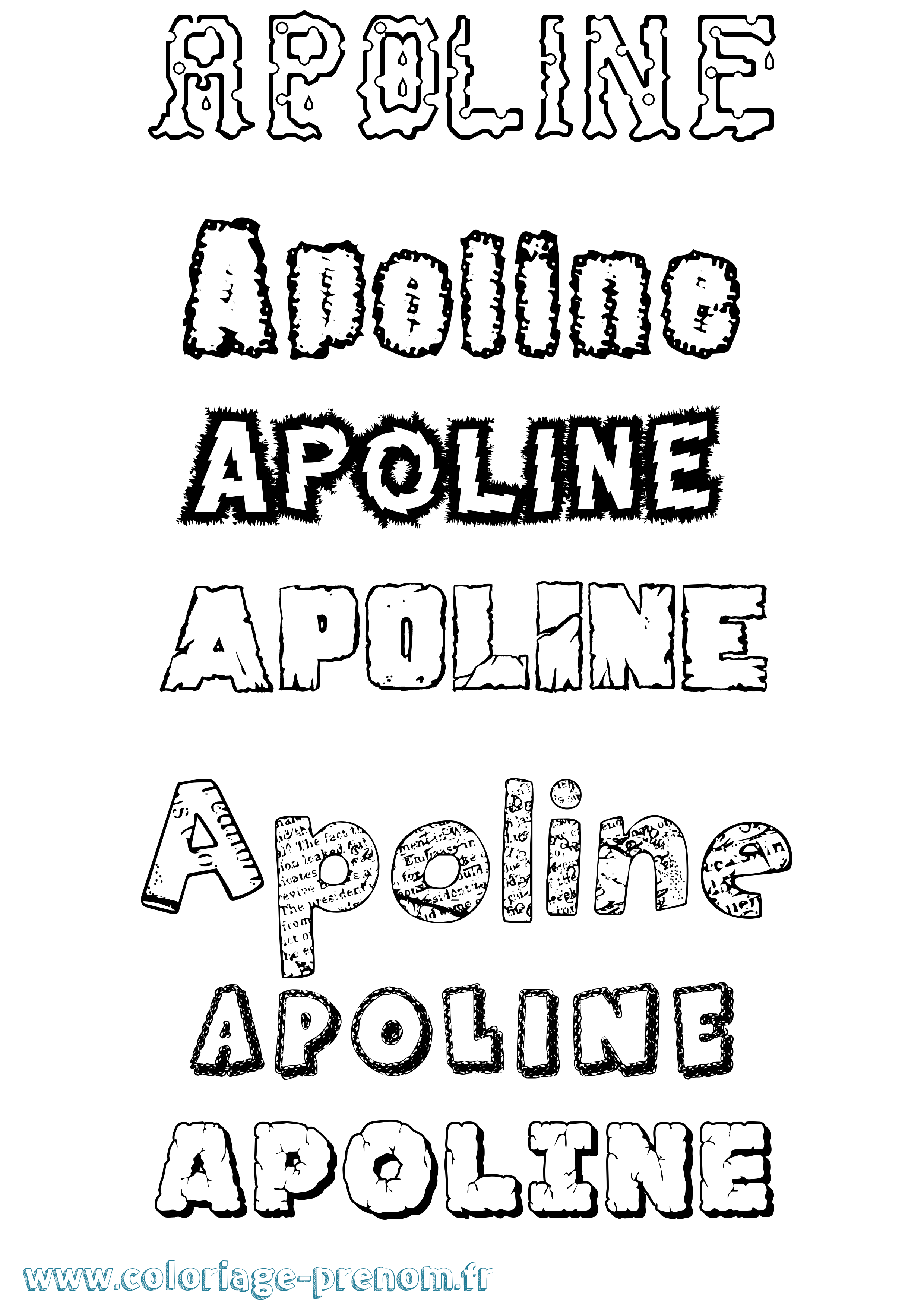 Coloriage prénom Apoline Destructuré