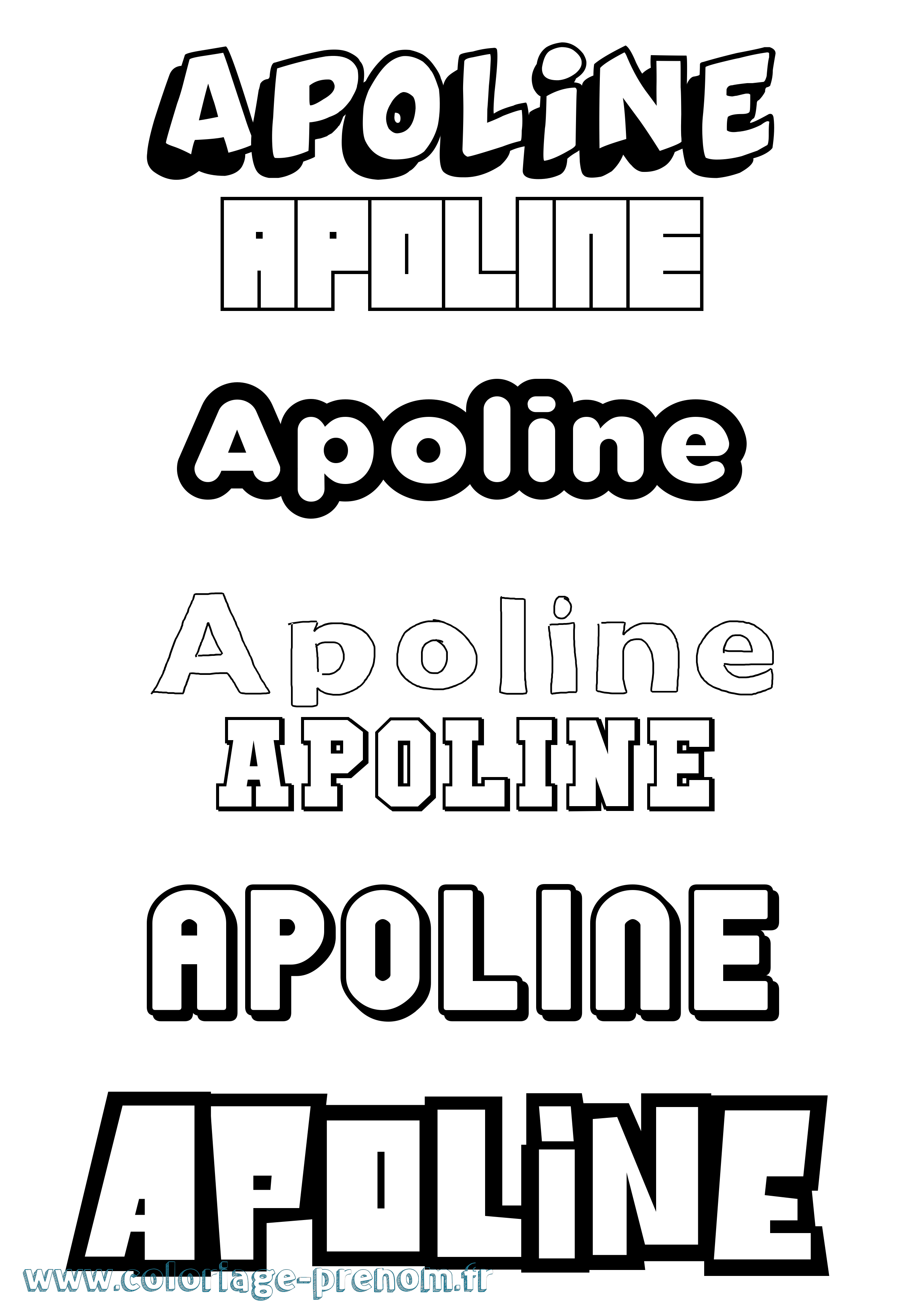 Coloriage prénom Apoline Simple