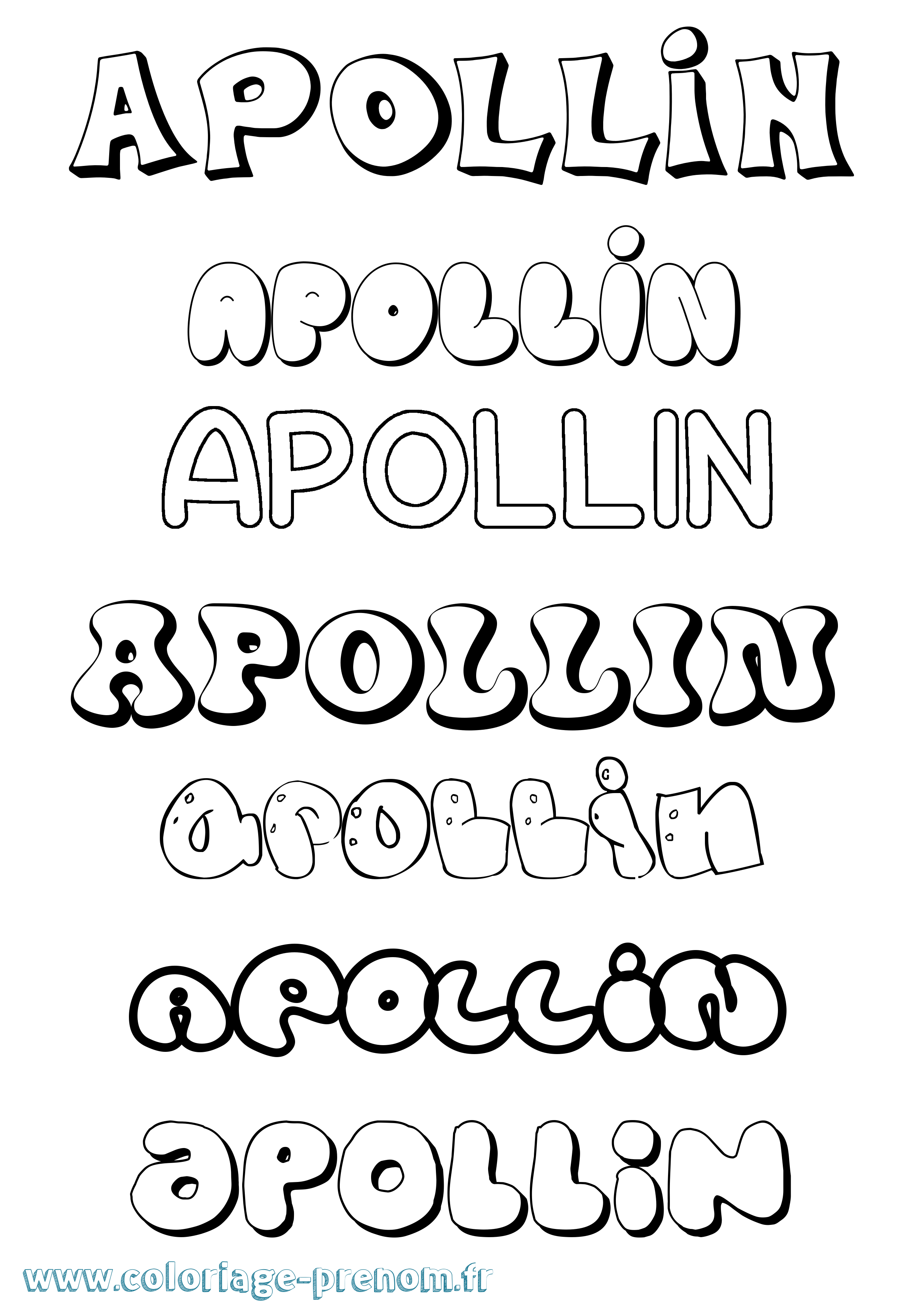 Coloriage prénom Apollin Bubble