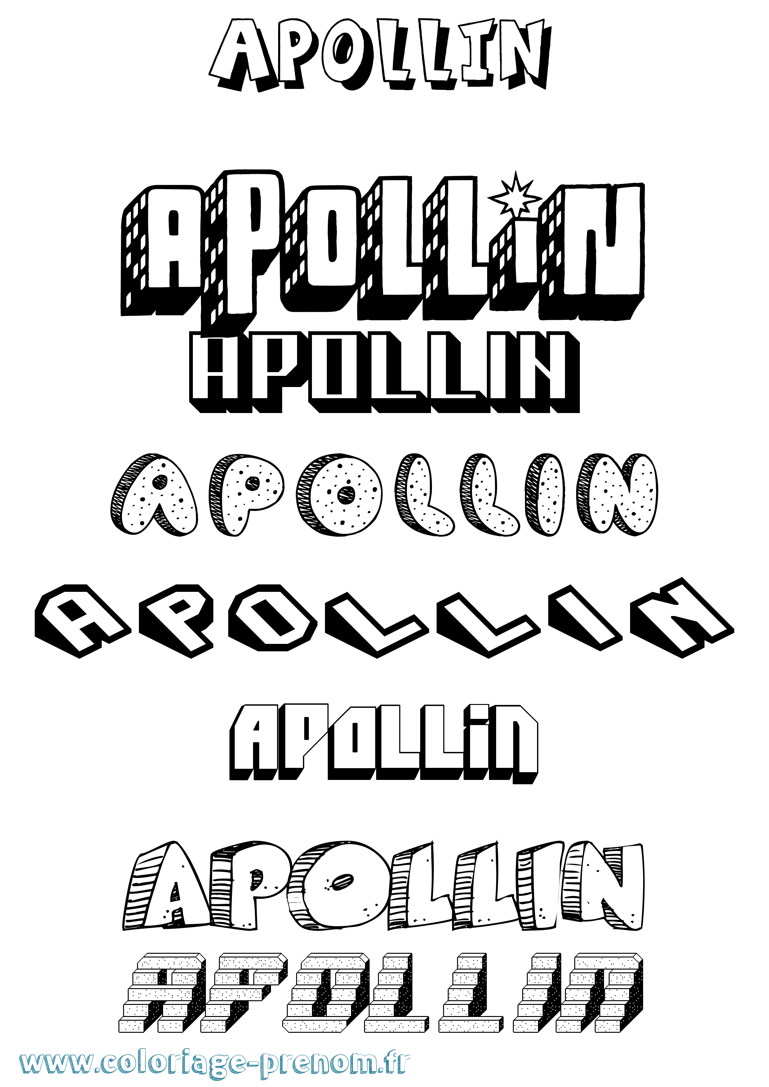 Coloriage prénom Apollin Effet 3D