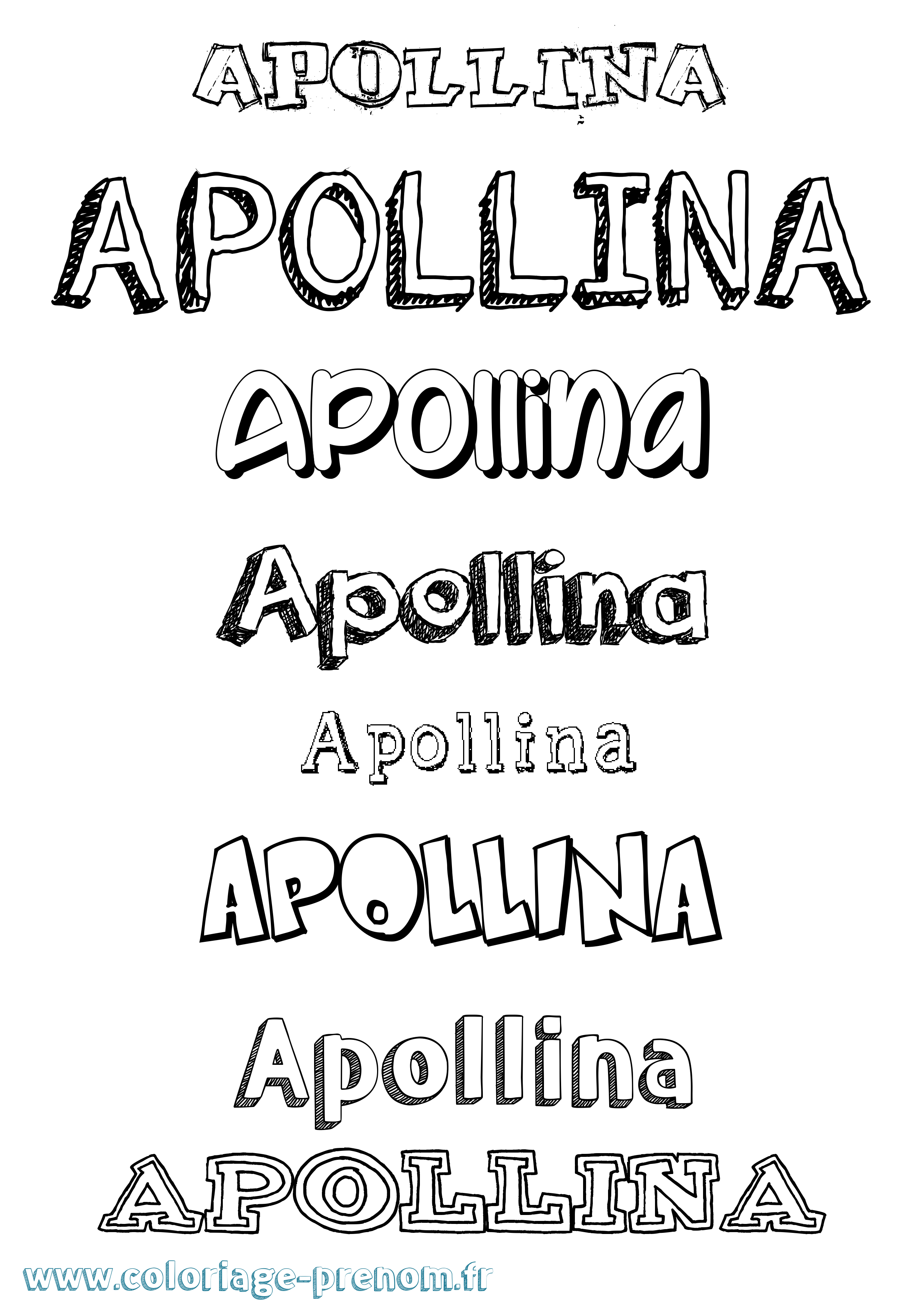 Coloriage du prénom Apollina : à Imprimer ou Télécharger facilement
