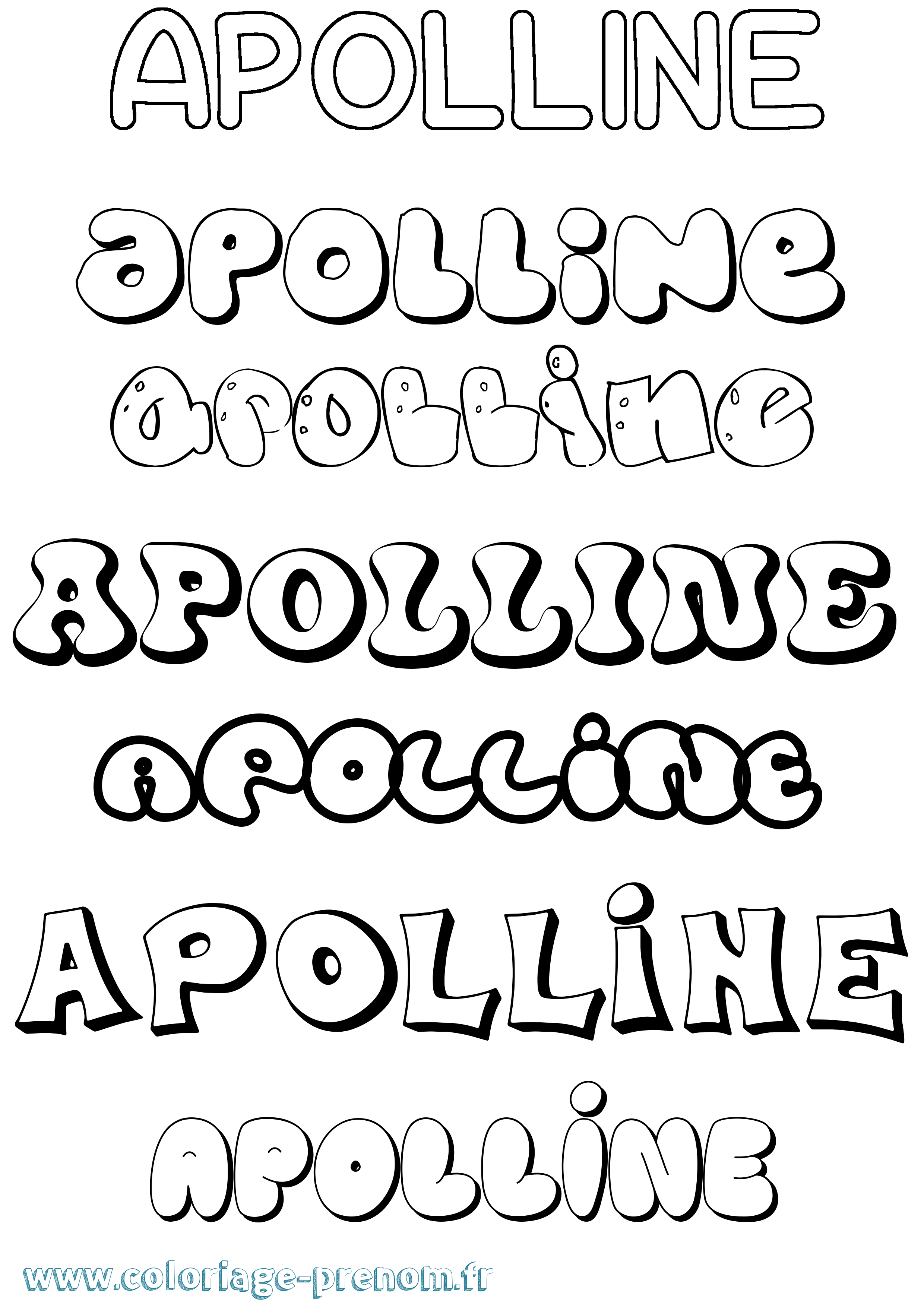 Coloriage prénom Apolline Bubble