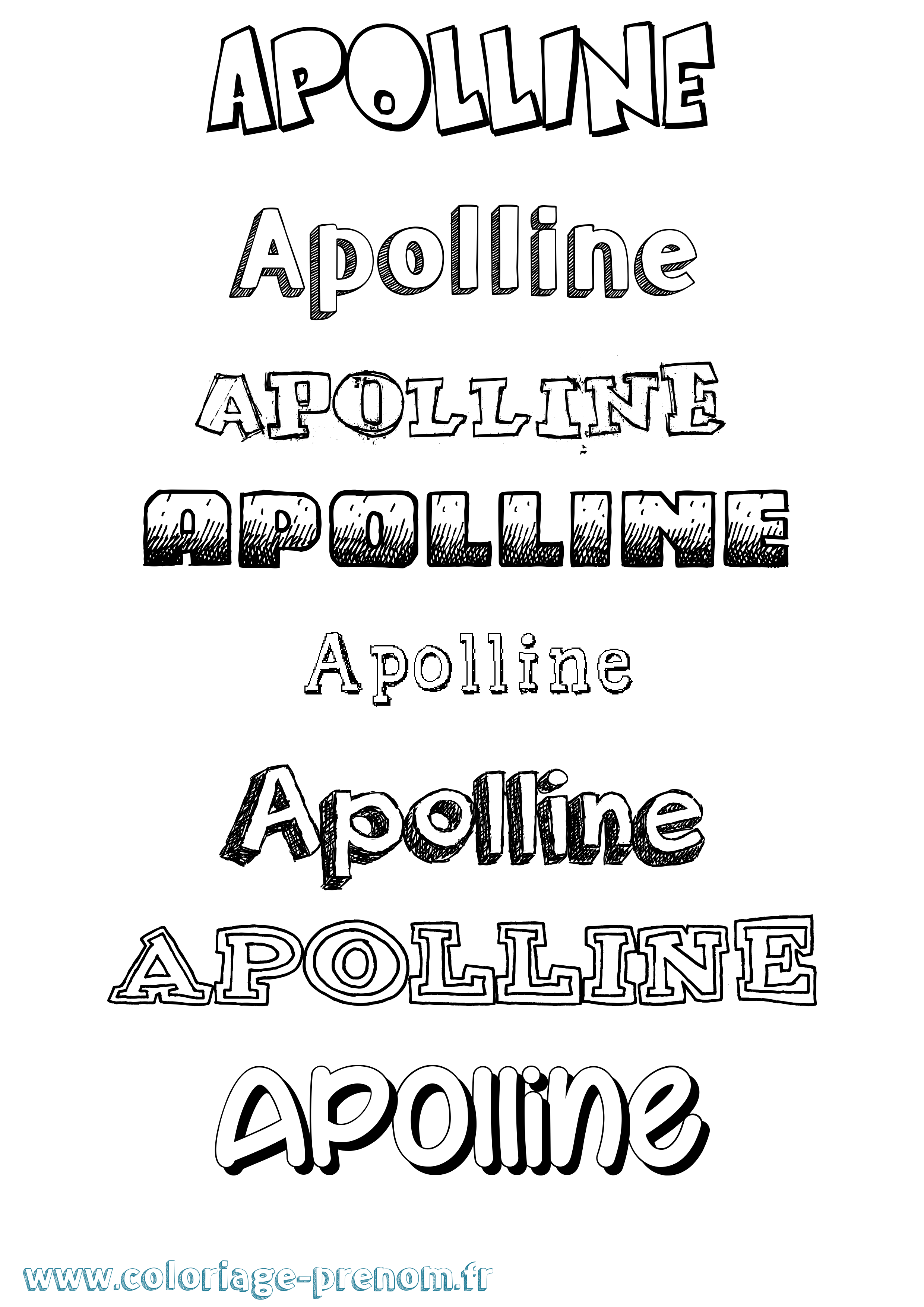Coloriage prénom Apolline Dessiné