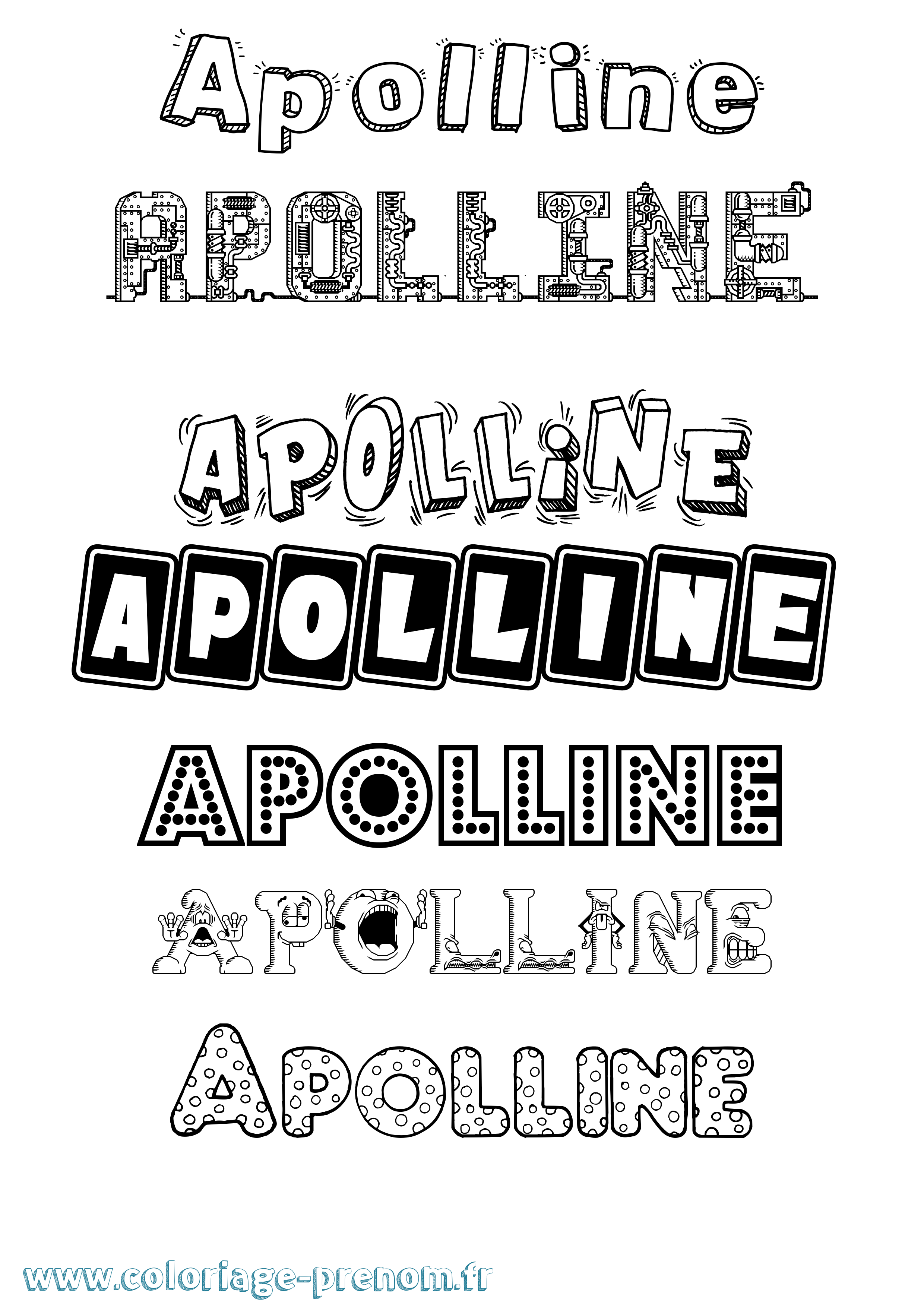 Coloriage prénom Apolline Fun
