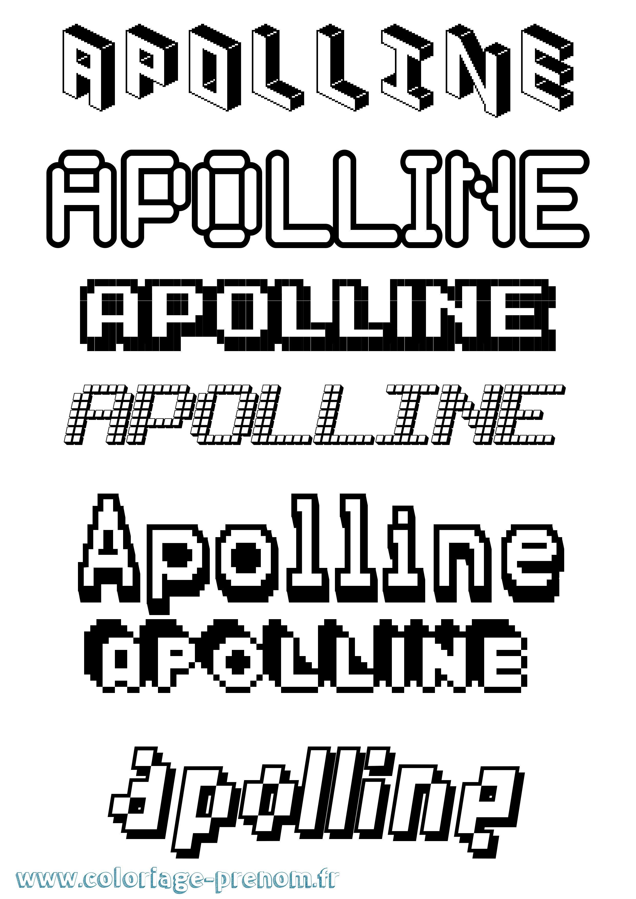 Coloriage prénom Apolline Pixel