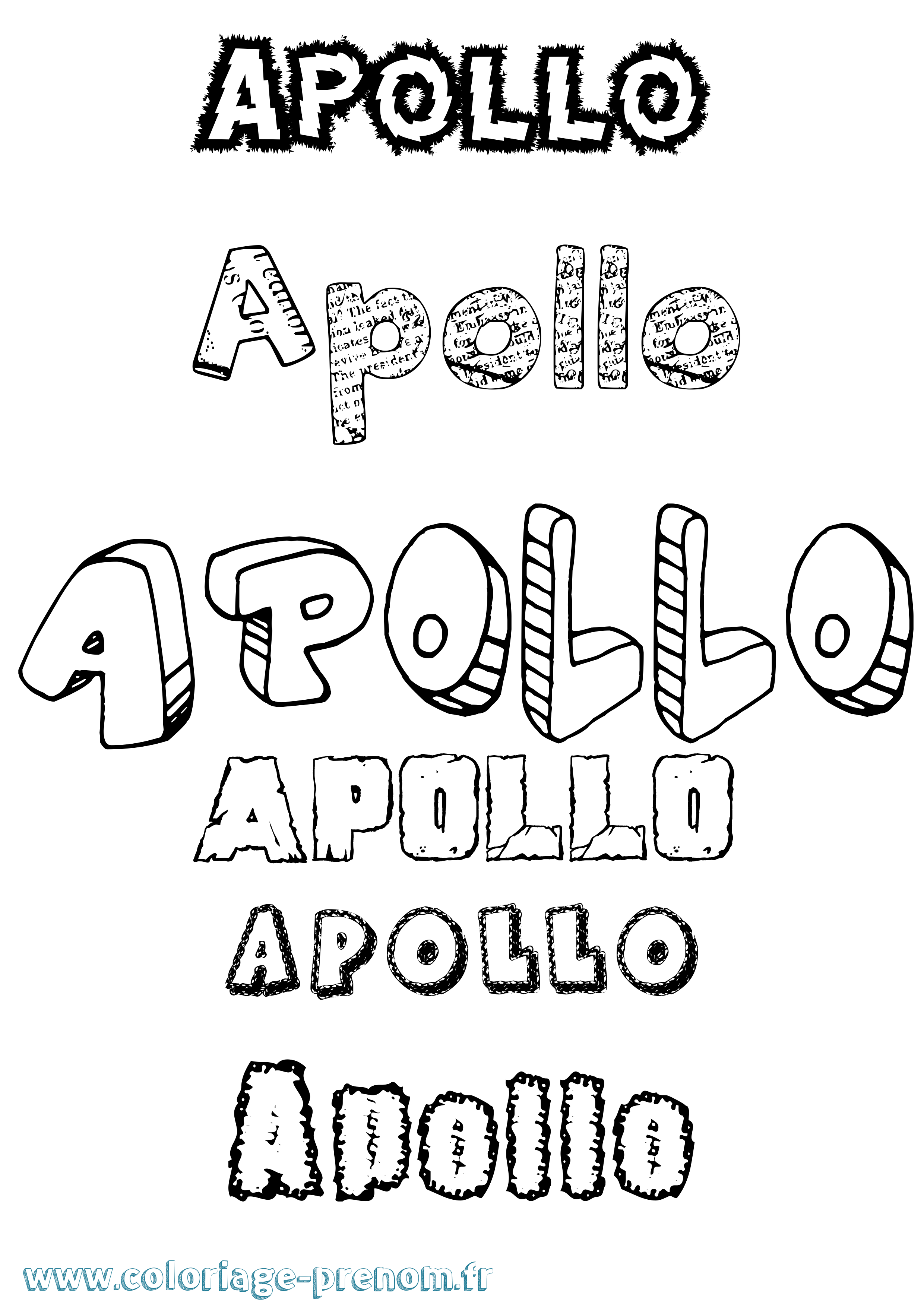 Coloriage prénom Apollo Destructuré
