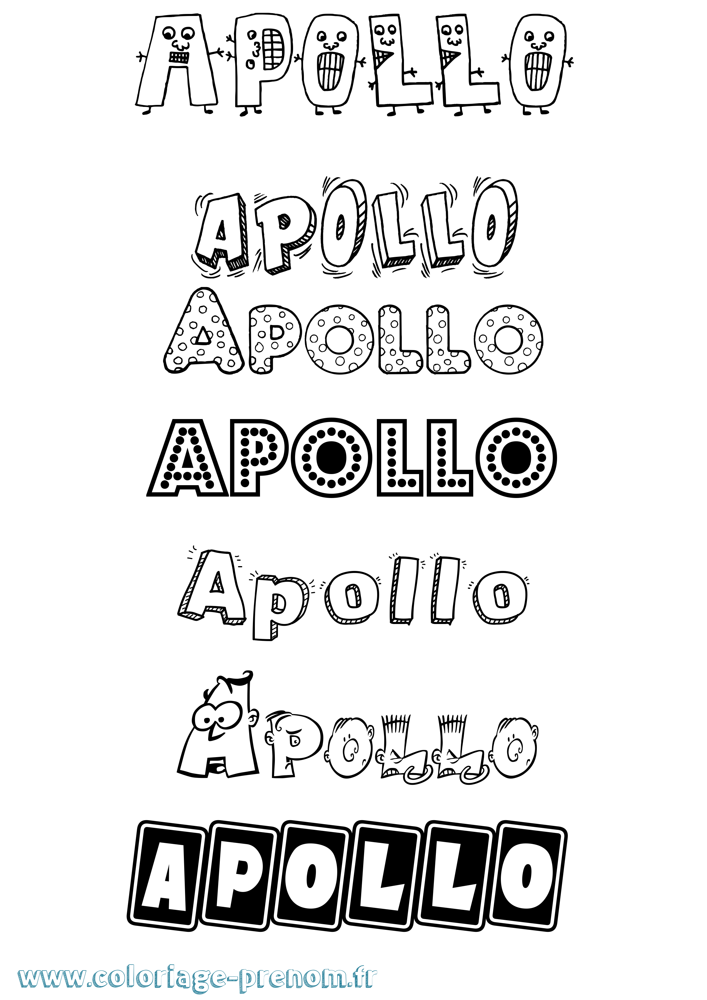 Coloriage prénom Apollo Fun