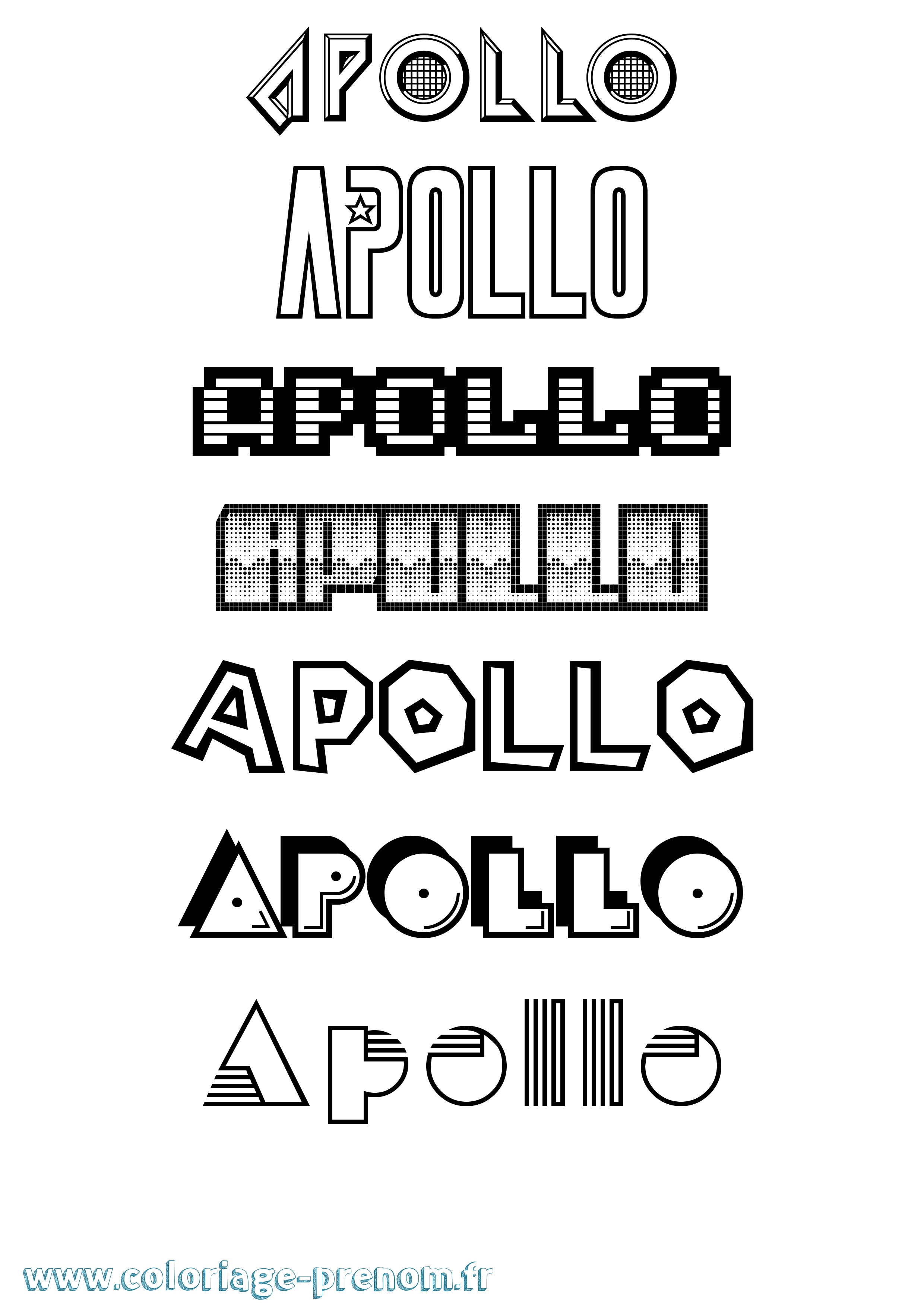Coloriage prénom Apollo Jeux Vidéos