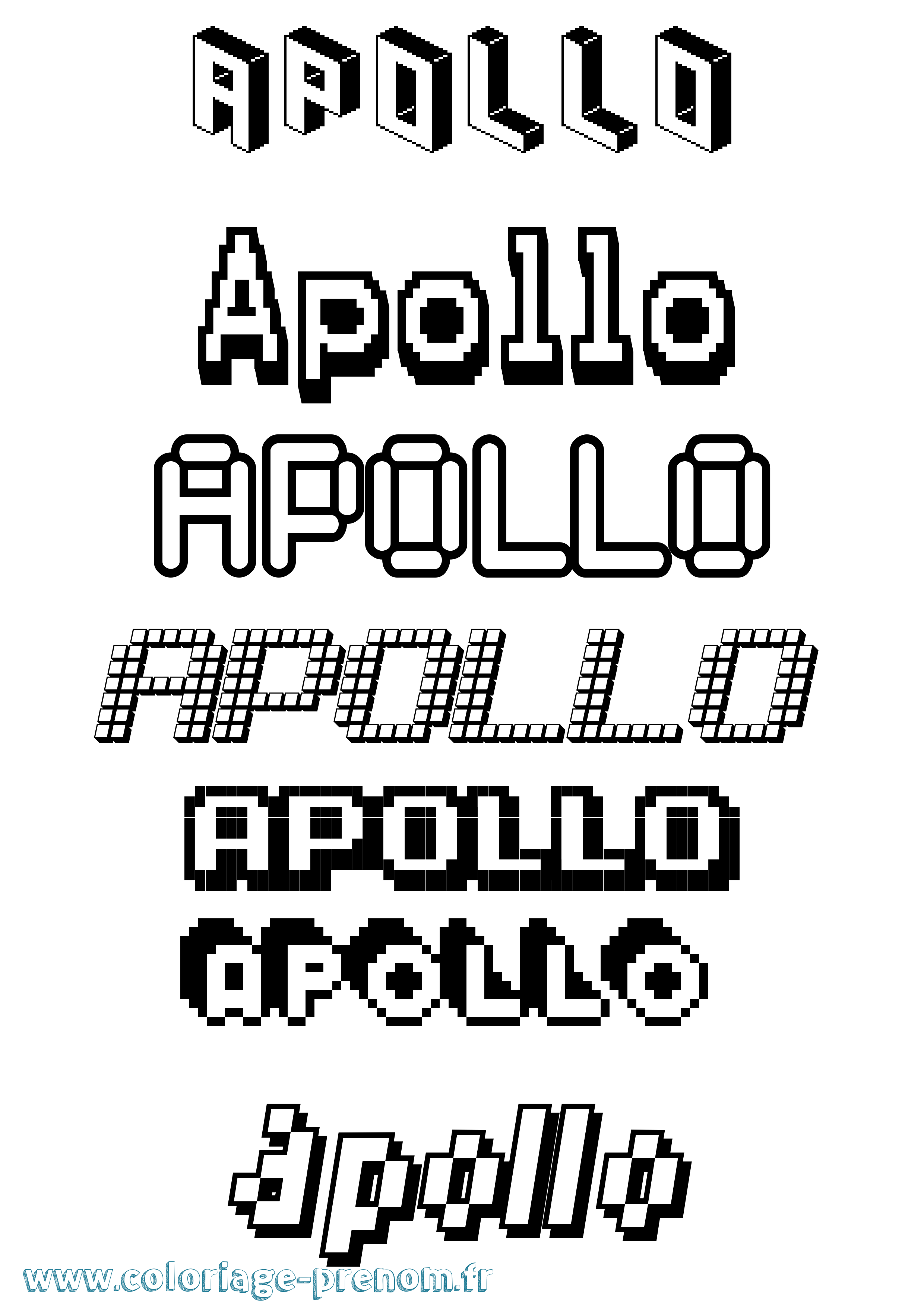 Coloriage prénom Apollo Pixel