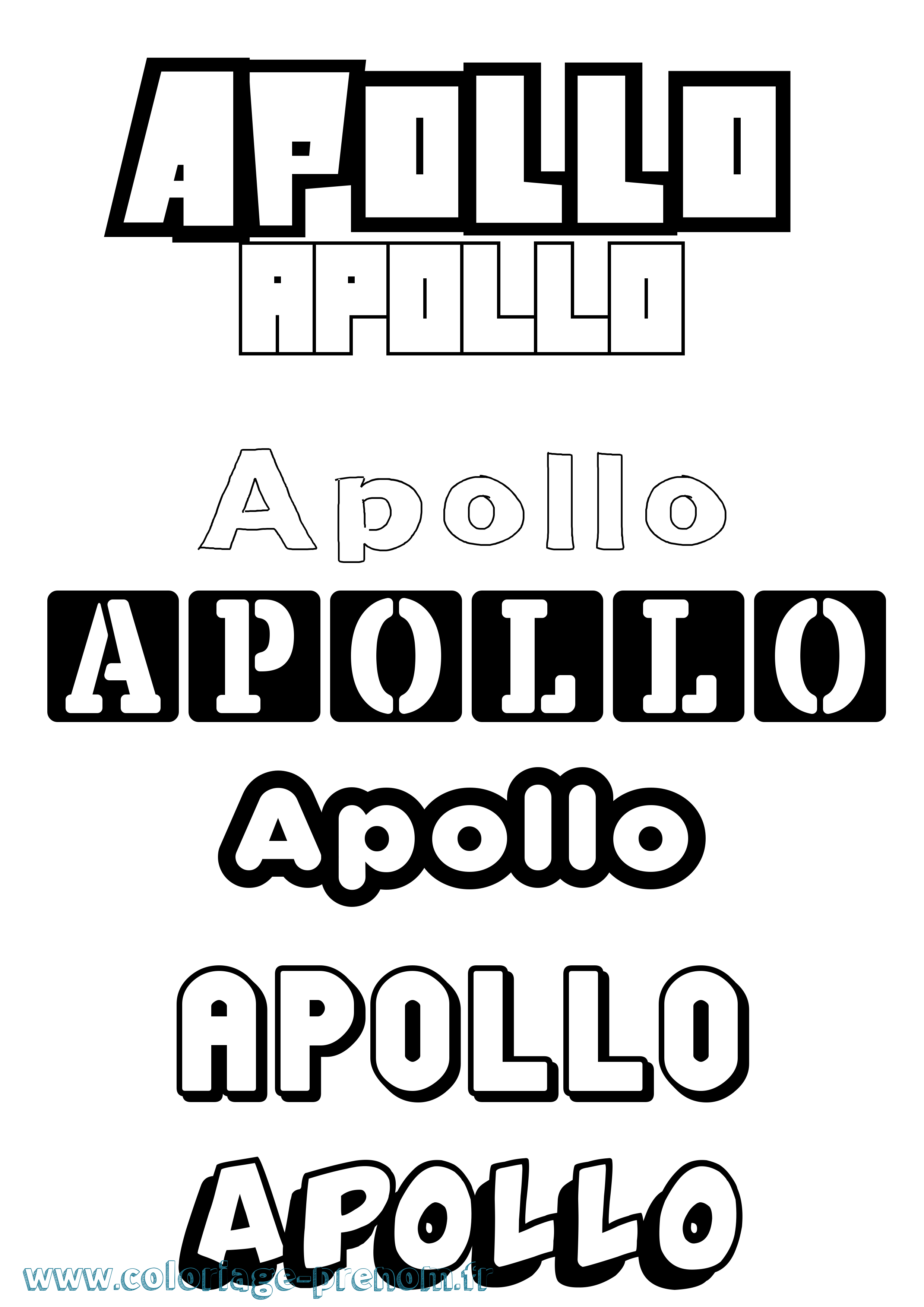 Coloriage prénom Apollo Simple