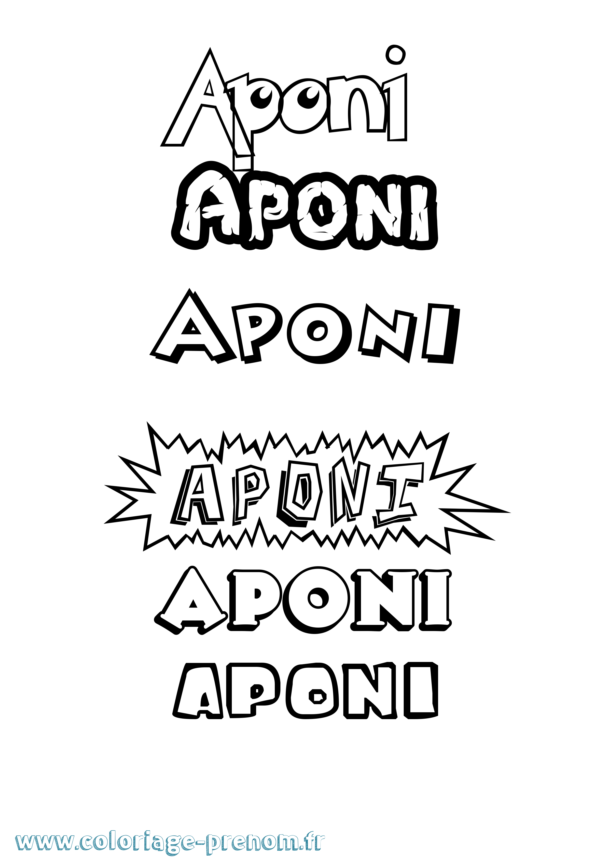 Coloriage prénom Aponi Dessin Animé