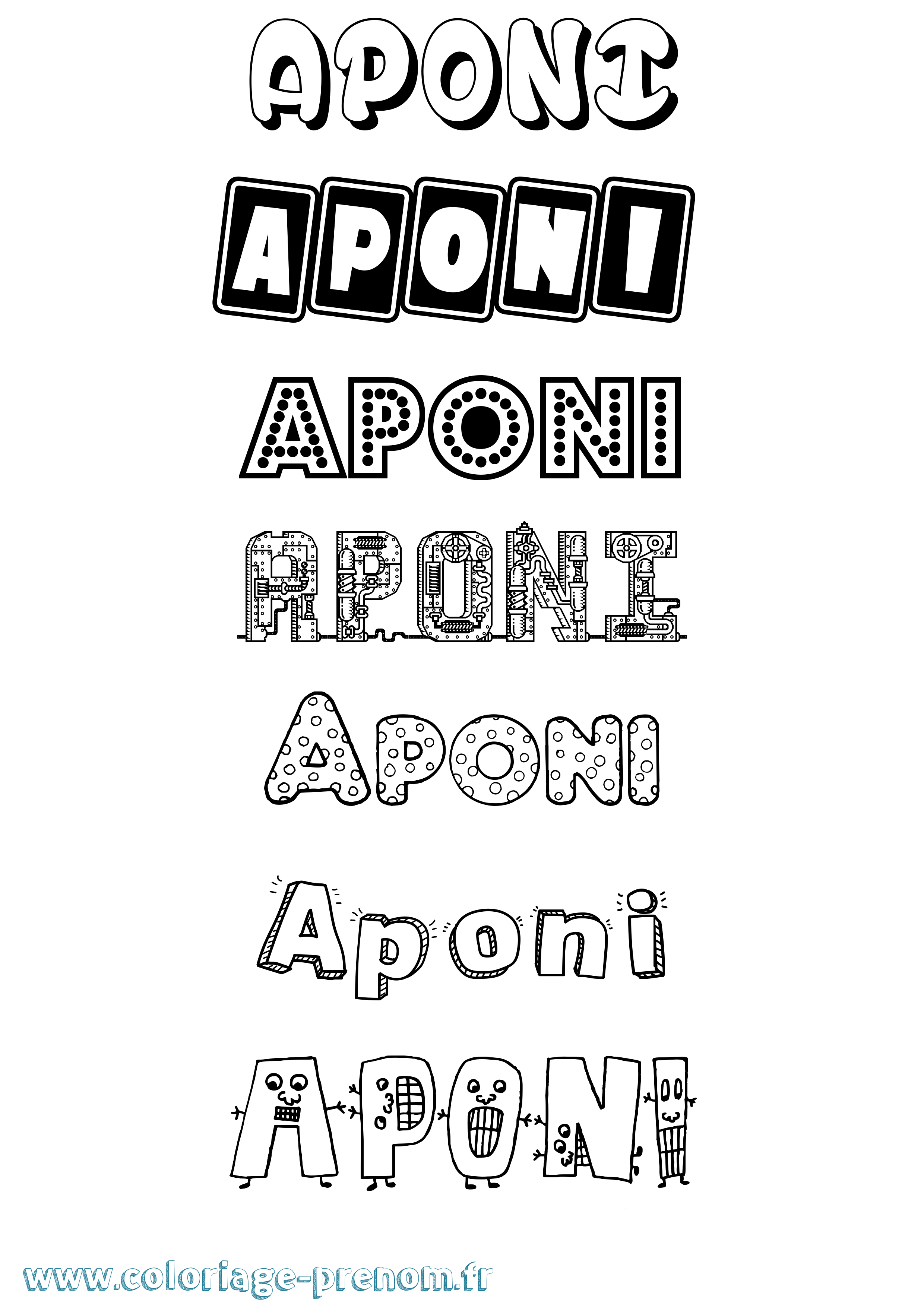 Coloriage prénom Aponi Fun