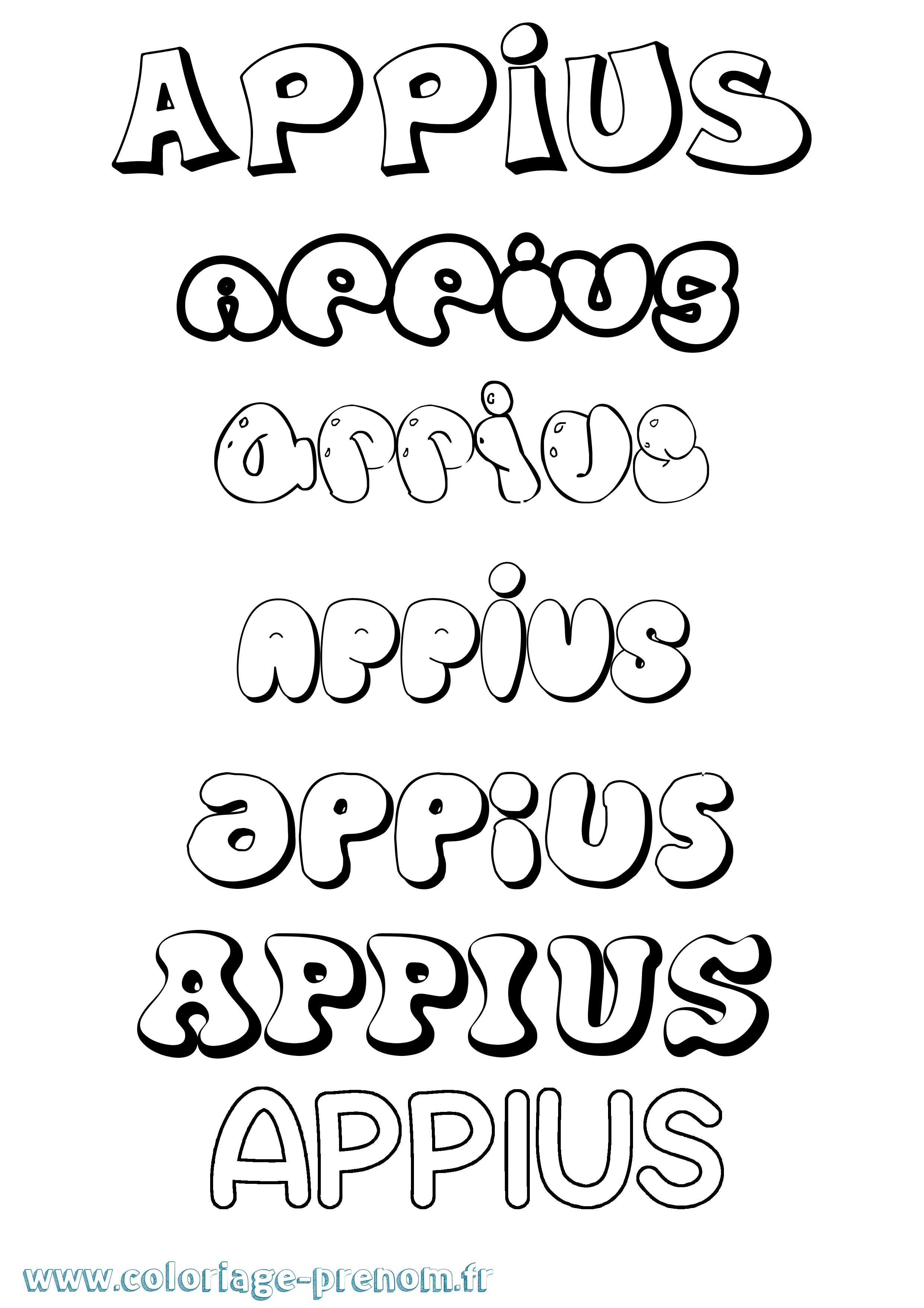 Coloriage prénom Appius Bubble