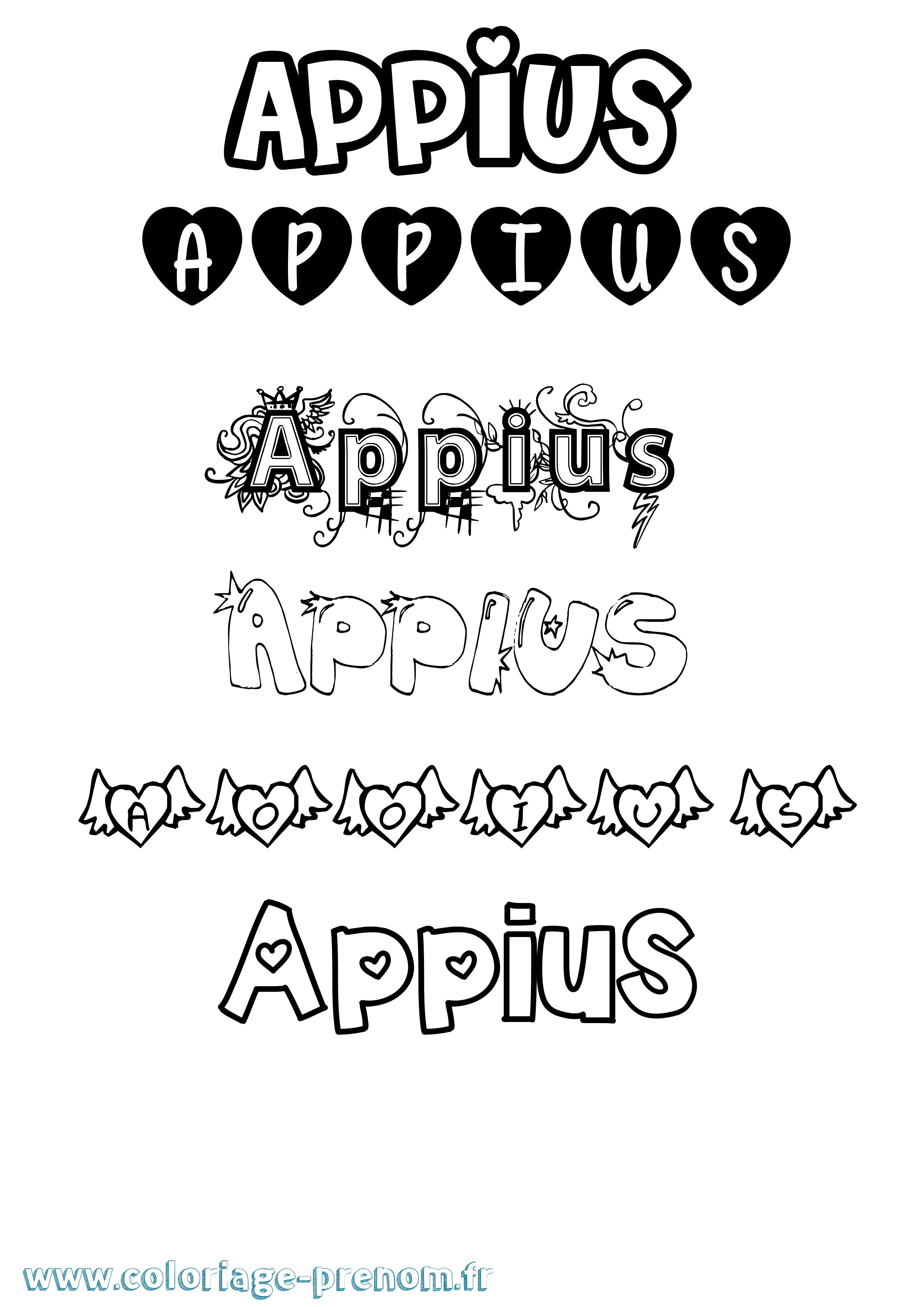 Coloriage prénom Appius Girly